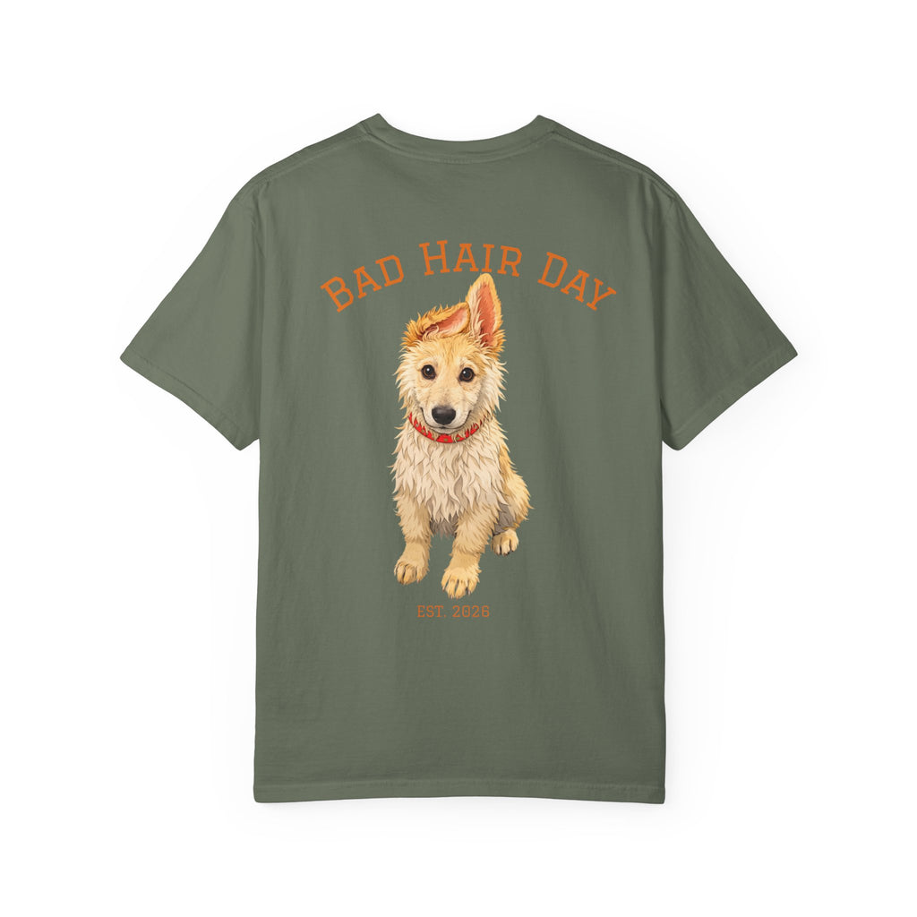 Bad Hair Day Puppy Adult T-Shirt | Paw Print Graphic