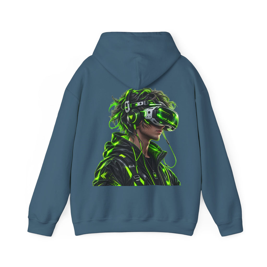 VR Gamer  Adult Hoodie — Neon Cyberpunk Virtual Reality Gamer Graphic Sweatshirt