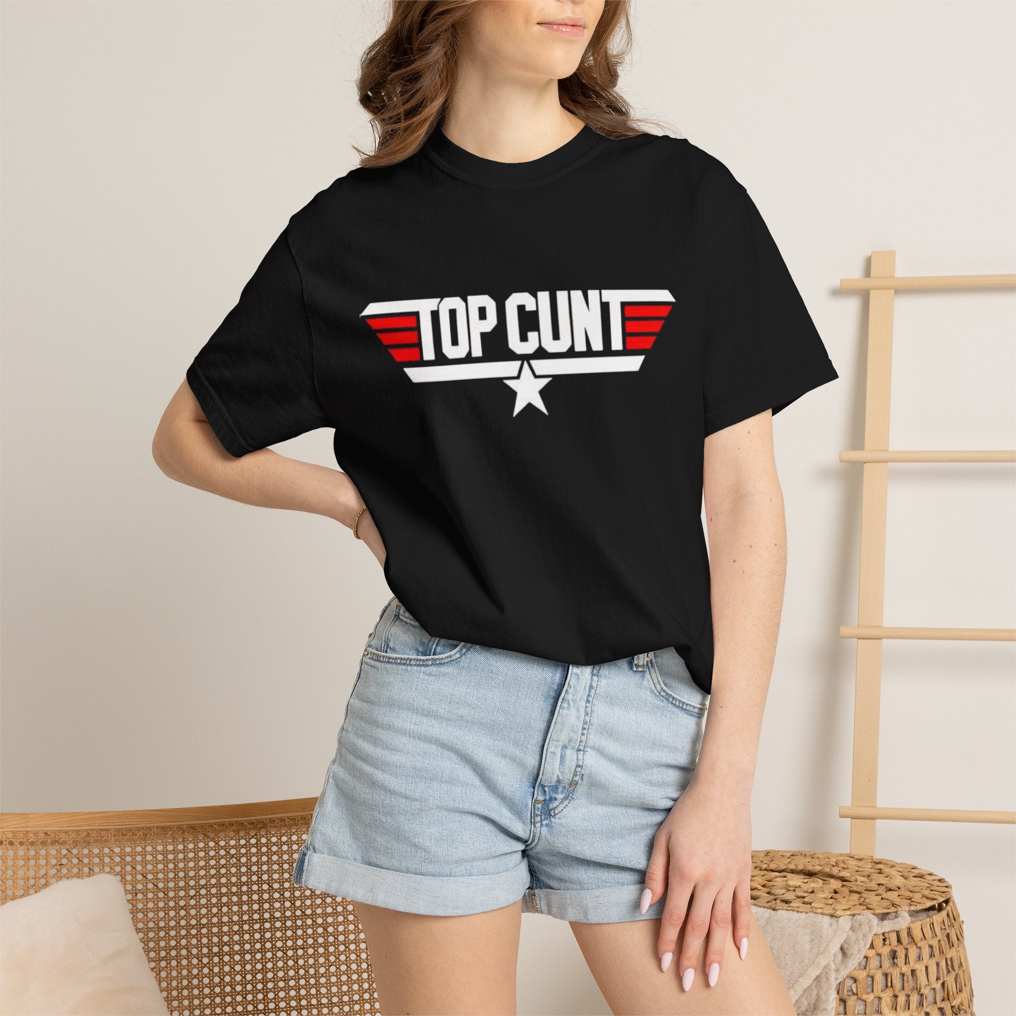 Top Cunt Graphic Adult T-Shirt — Retro Military-Inspired Statement Tee