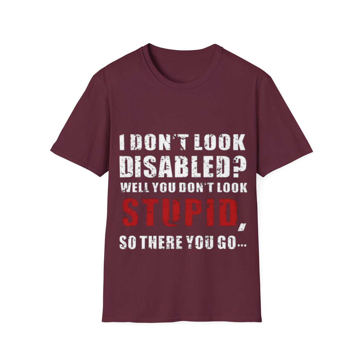 Adult T-Shirt — "Don't Look Disabled? Well You Don't Look Stupid So There You Go" Empowerment Tee