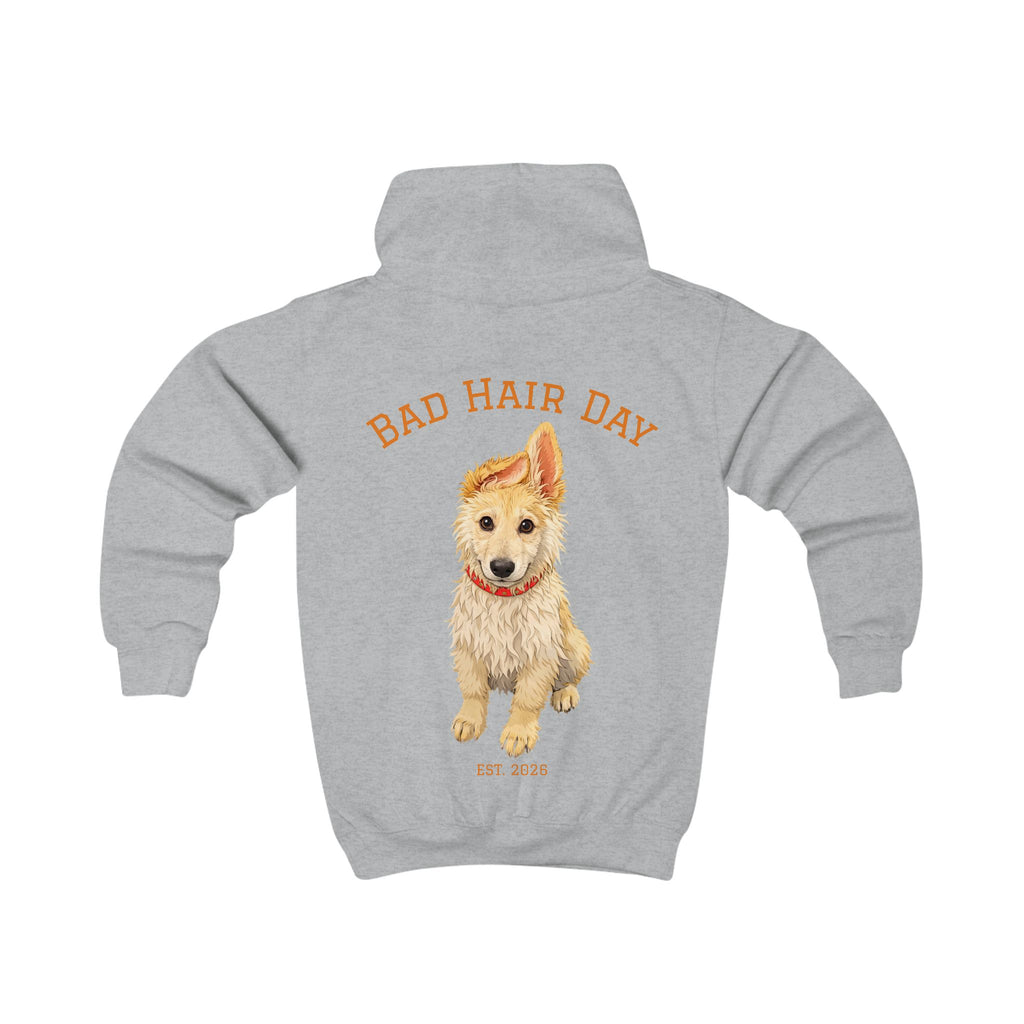 Bad Hair Day Puppy Kids Hoodie | Cute Dog Paw Chest Print