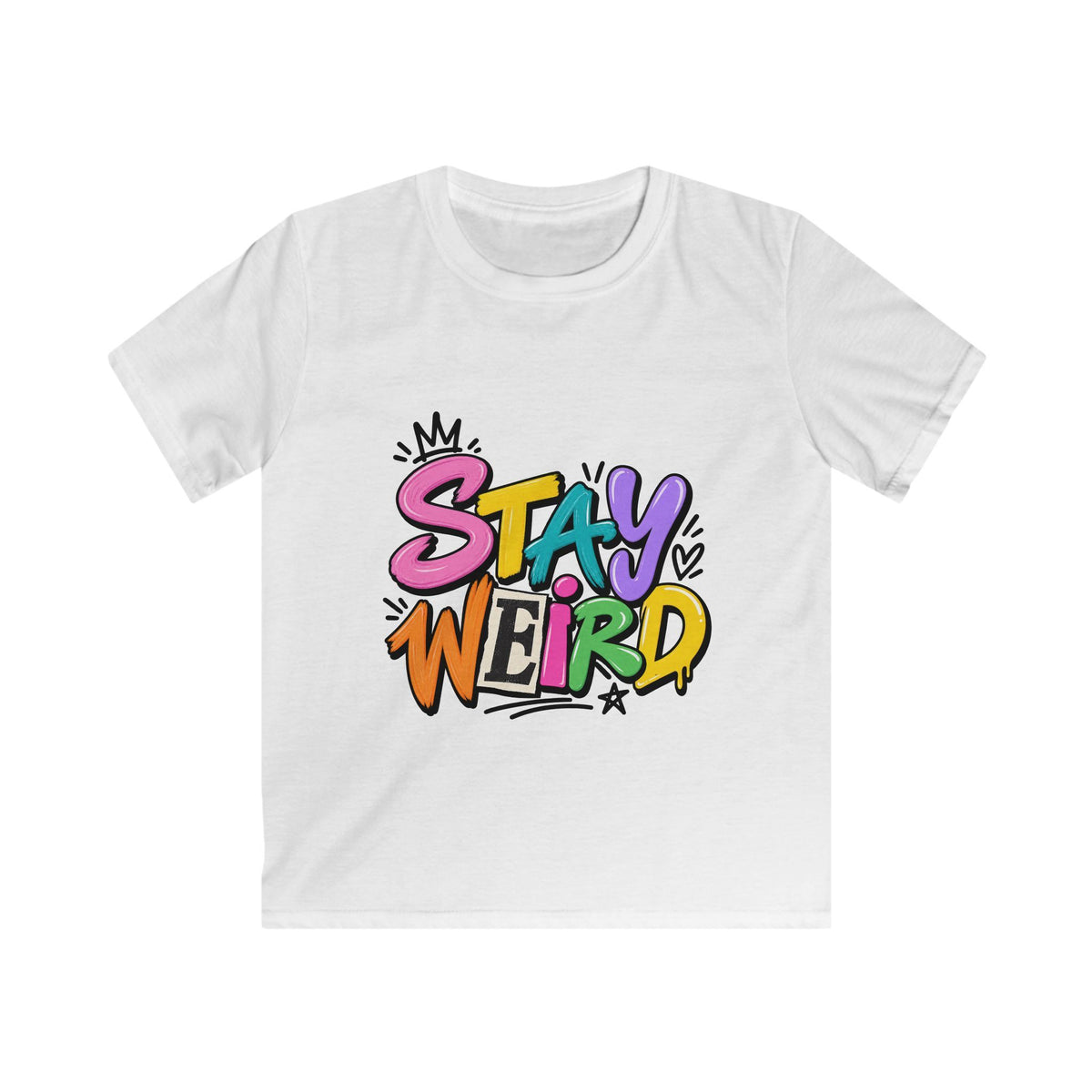 Kids T-shirt - "Stay Weird" Colorful Graffiti Shirt for Kids, Playful Self-Expression Gift
