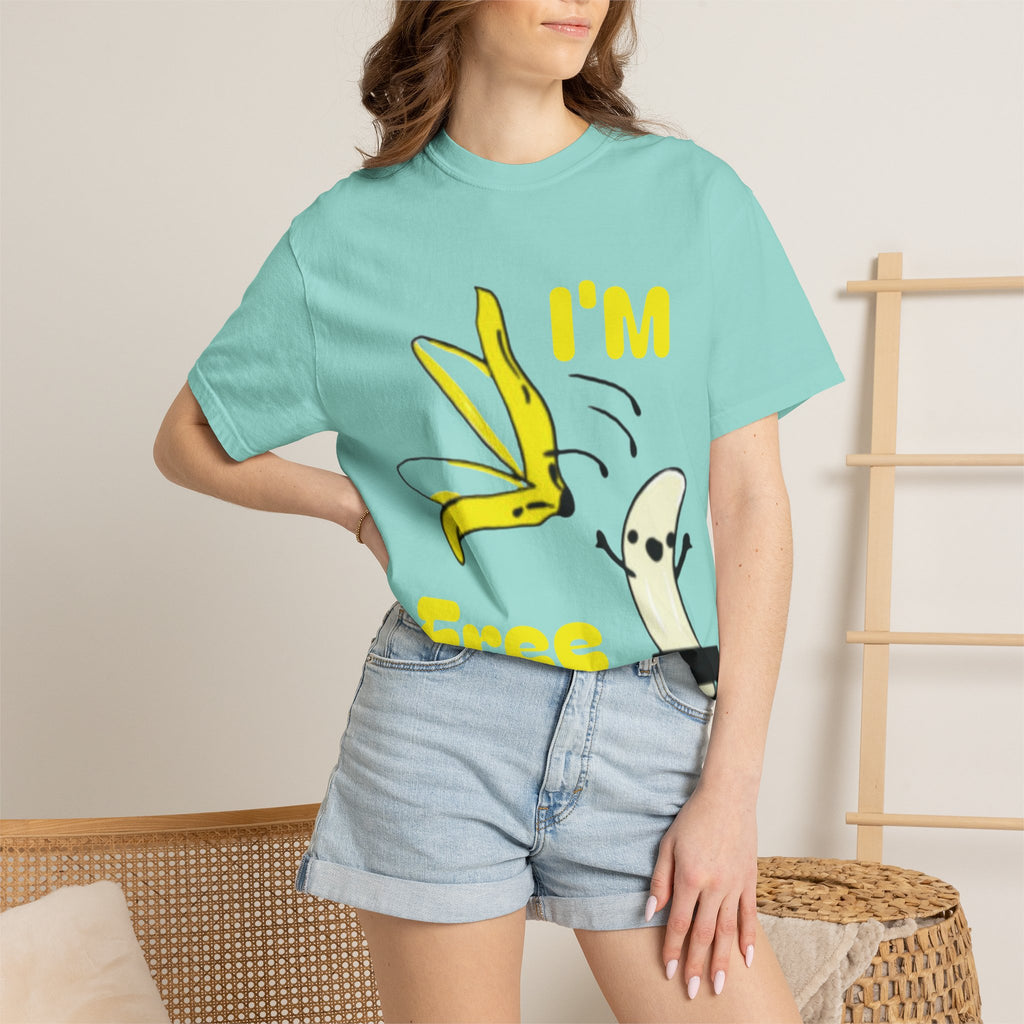 Banana Skateboard Adult T-Shirt — "I’m Free" Cute Skateboarding Banana Graphic Tee
