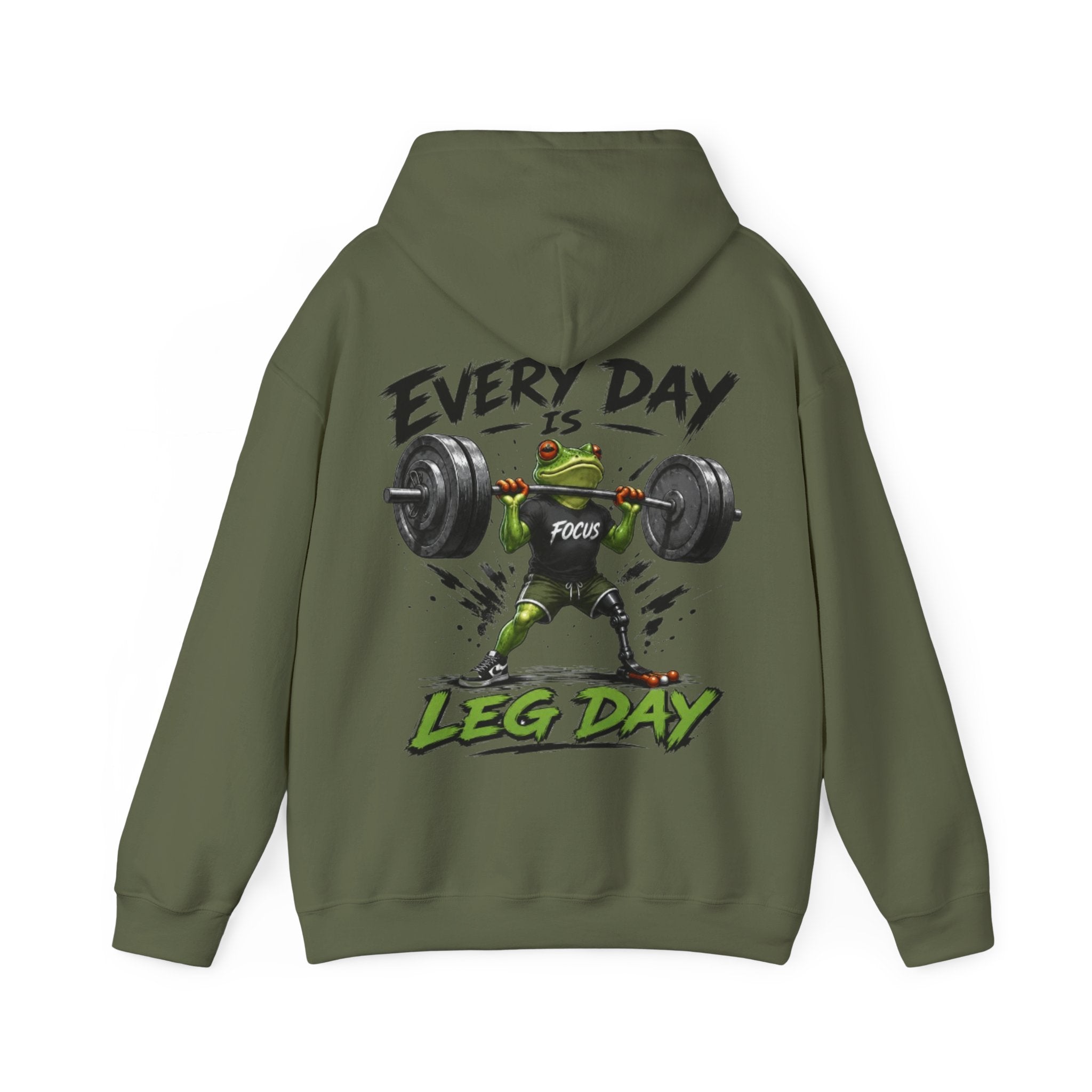 Adult Hoodie - "Every Day Is Leg Day" Frog Weightlifting Gym Hoodie