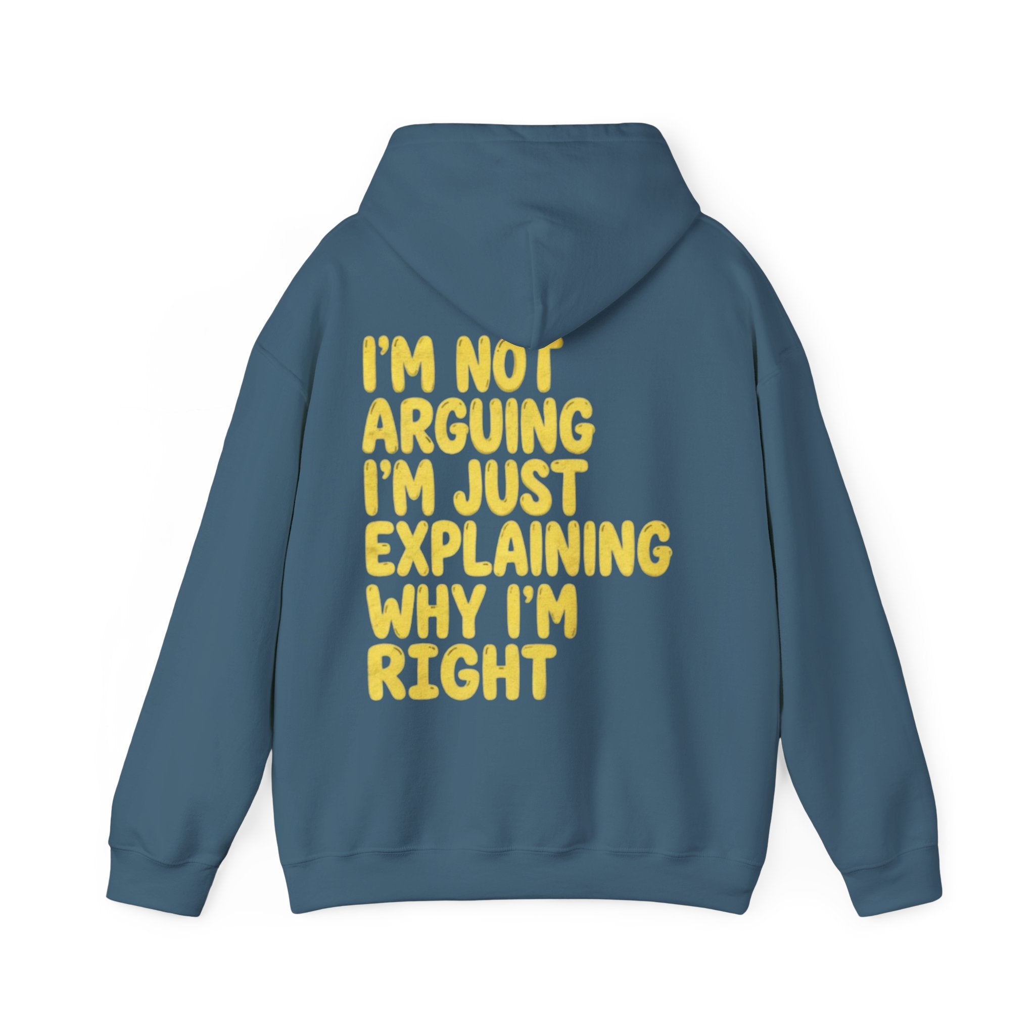 I'm Not Arguing Adult Hoodie — Funny "I'm Just Explaining Why I'm Right" Graphic Hoodie