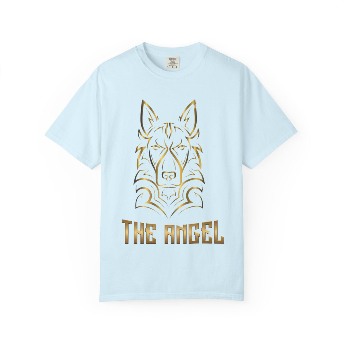 The Angel Wolf Adult T-Shirt — Gold Line Art Graphic Tee