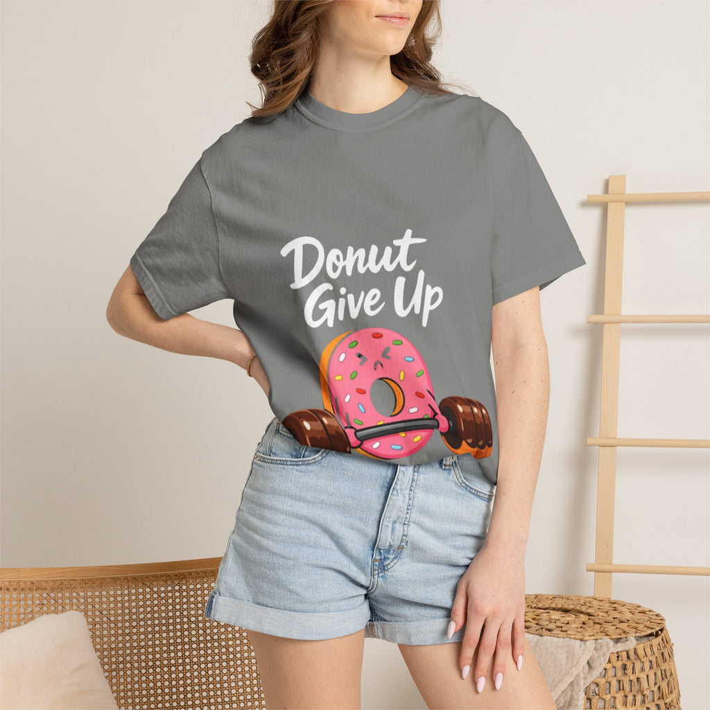 Donut Give Up Adult T-Shirt — Funny Fitness Donut Graphic Tee