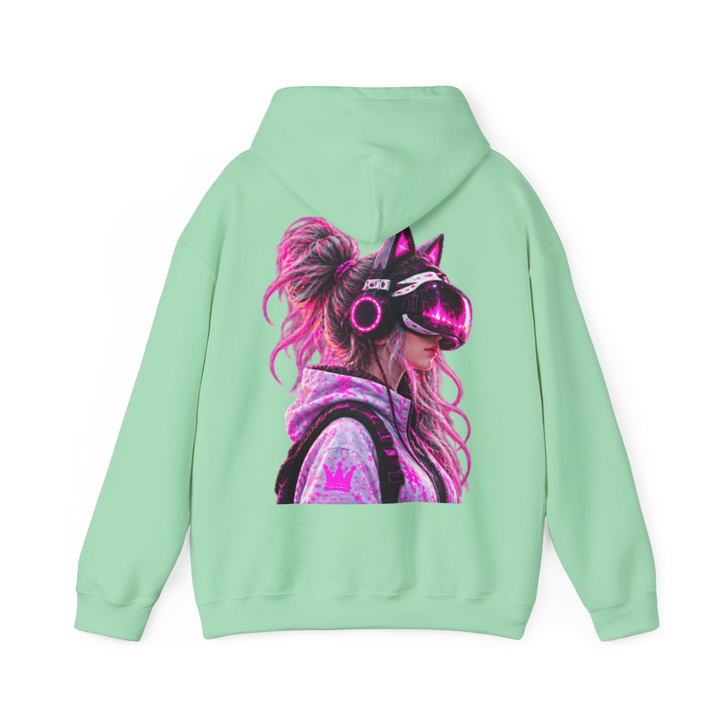 Cyberpunk VR Adult Hoodie — Neon Retro Gamer Aesthetic