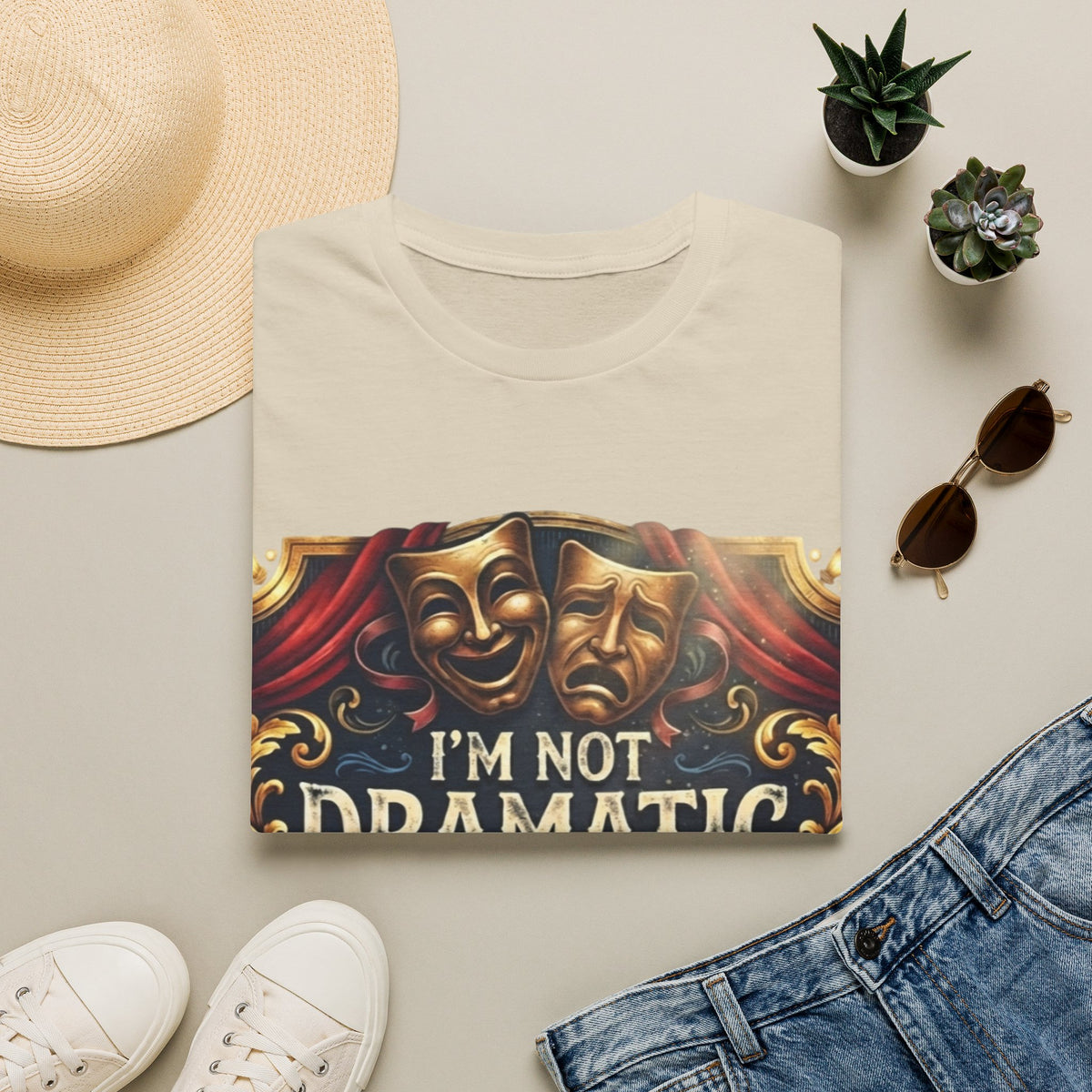 Theatrical Drama Mask Adult T‑Shirt — "I'm Not Dramatic I'm Theatrical" Graphic Tee
