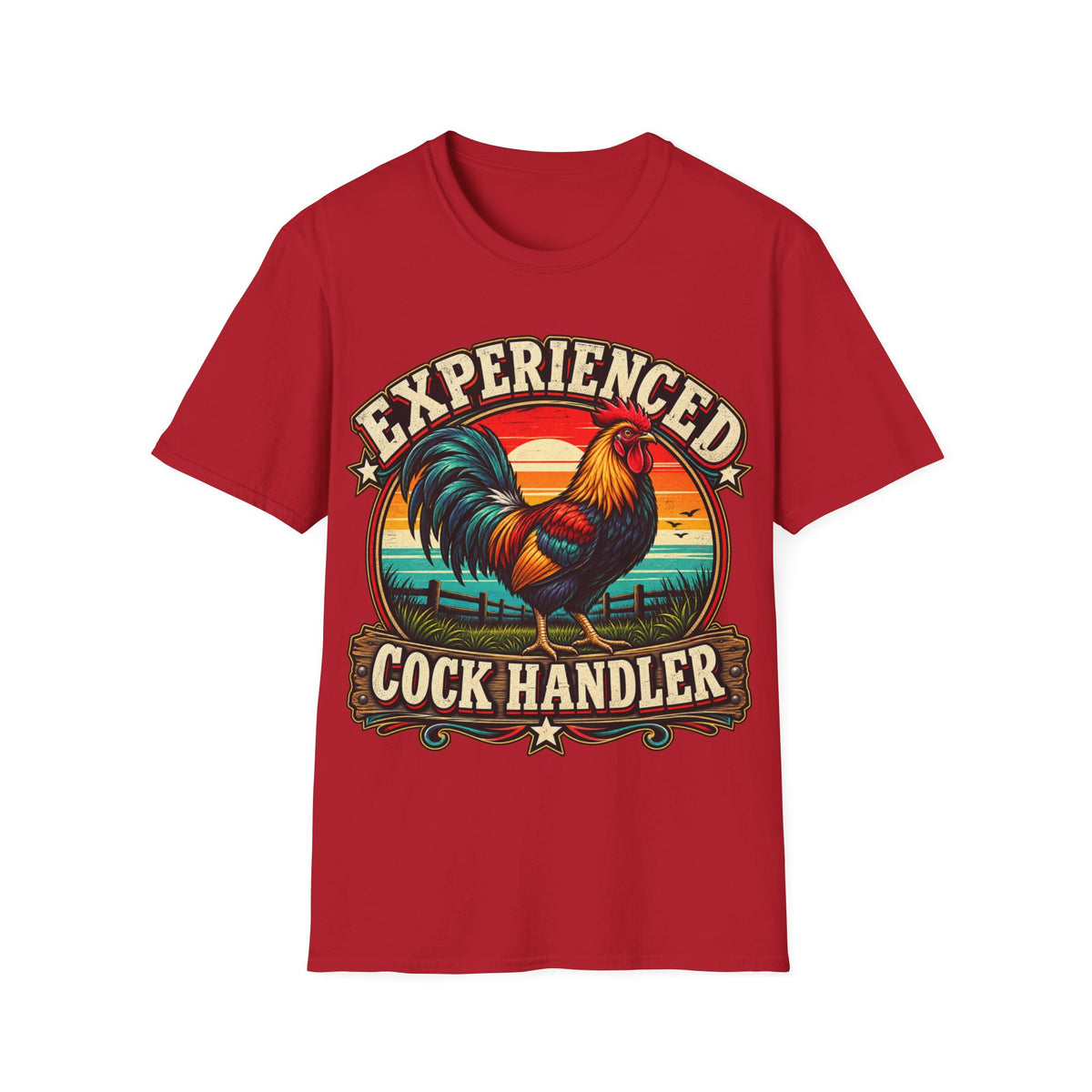 Experienced Cock Handler Adult T-Shirt — Retro Rooster Graphic Tee