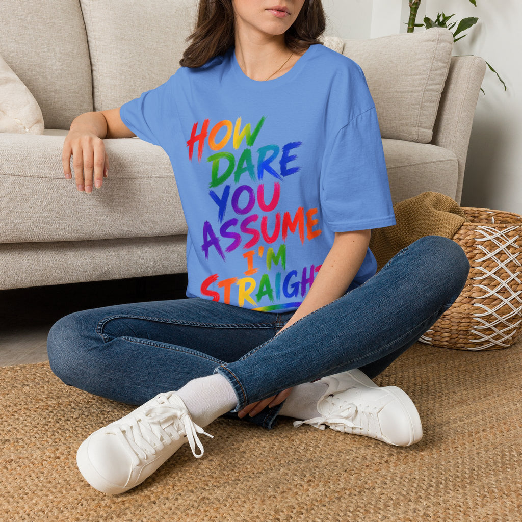 How Dare You Assume I’m Straight Adult T-Shirt — Rainbow Pride Graphic Tee