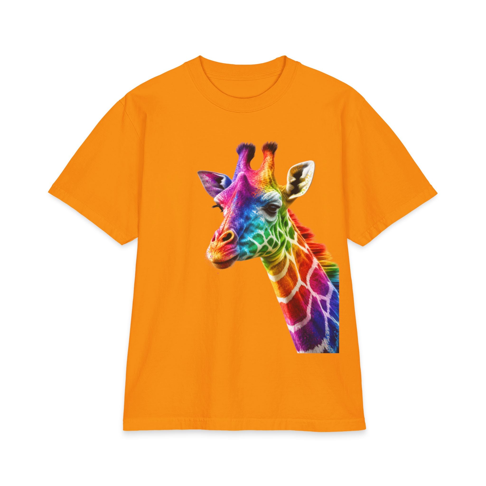 Rainbow Watercolor Giraffe Adults T-Shirt | Colorful Animal Print Tee