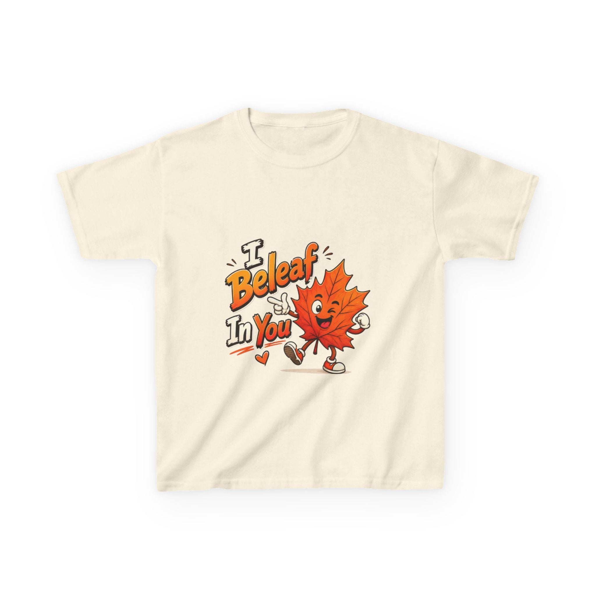 Kids Tee — "I Beleaf In You" Cute Autumn Leaf Motivational Shirt