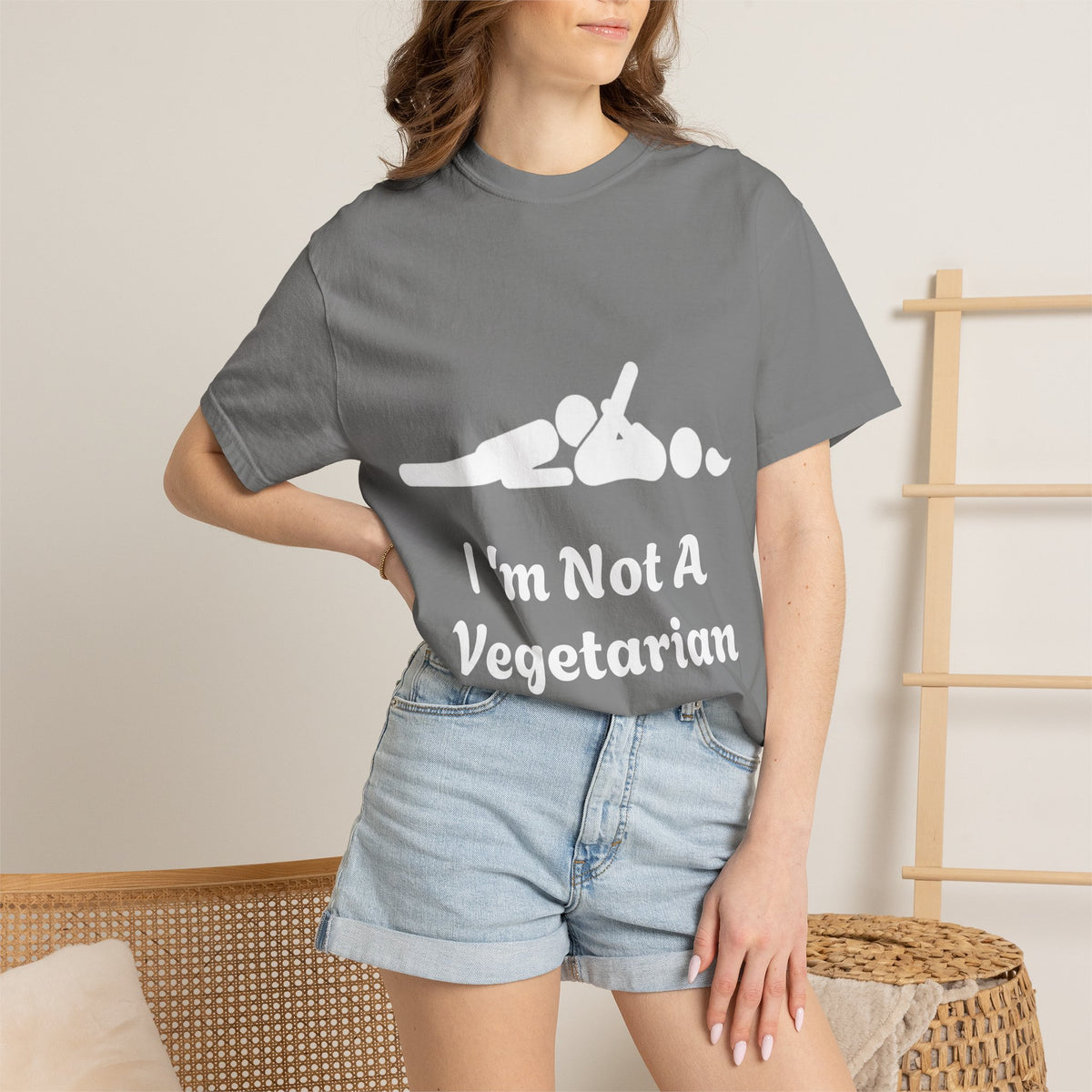 Adult T-Shirt — Funny " i'm Not a Vegetarian" Graphic Tee (Meat Lover Humor)