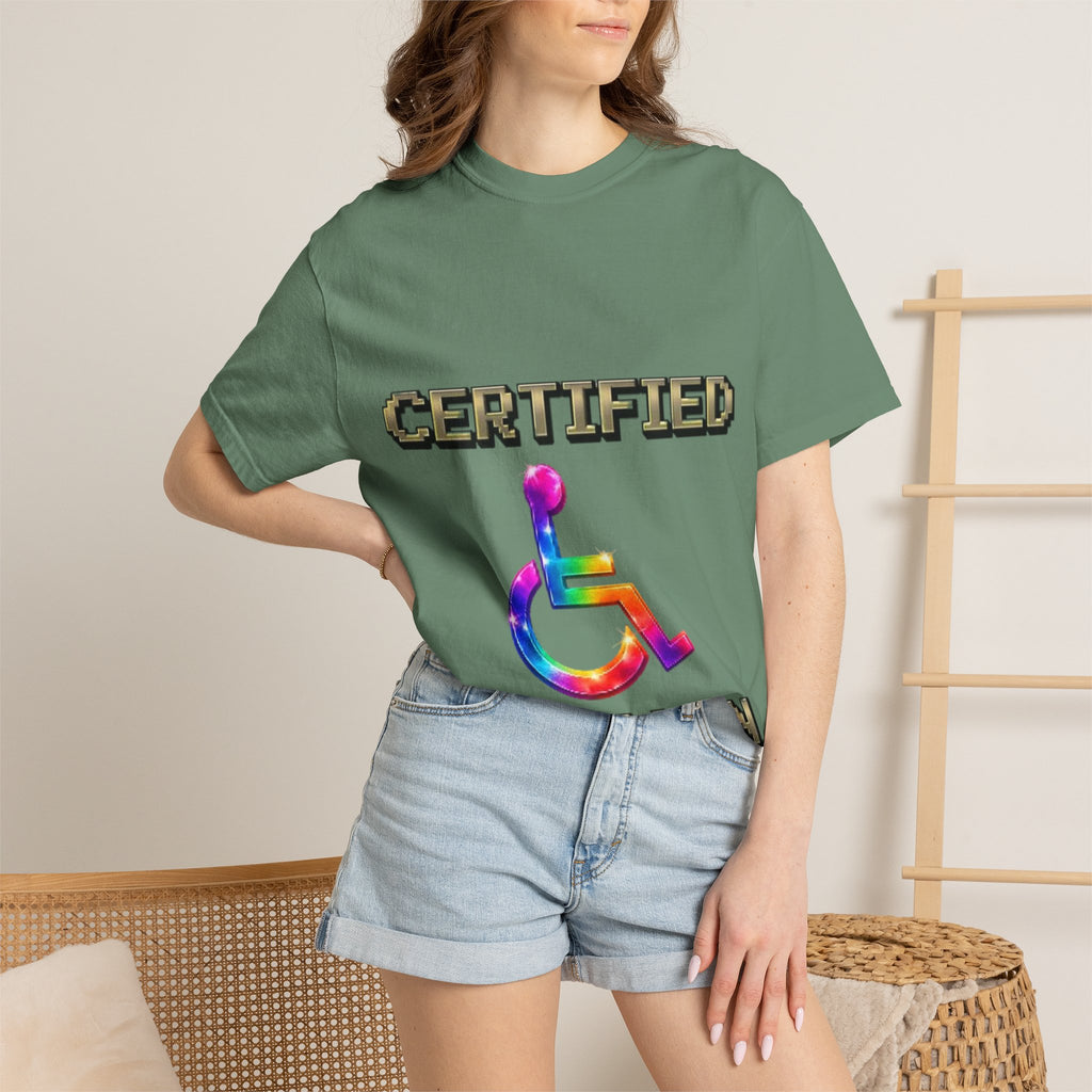 Certified Stunt Man T-Shirt — Rainbow Wheelchair Adult Tee