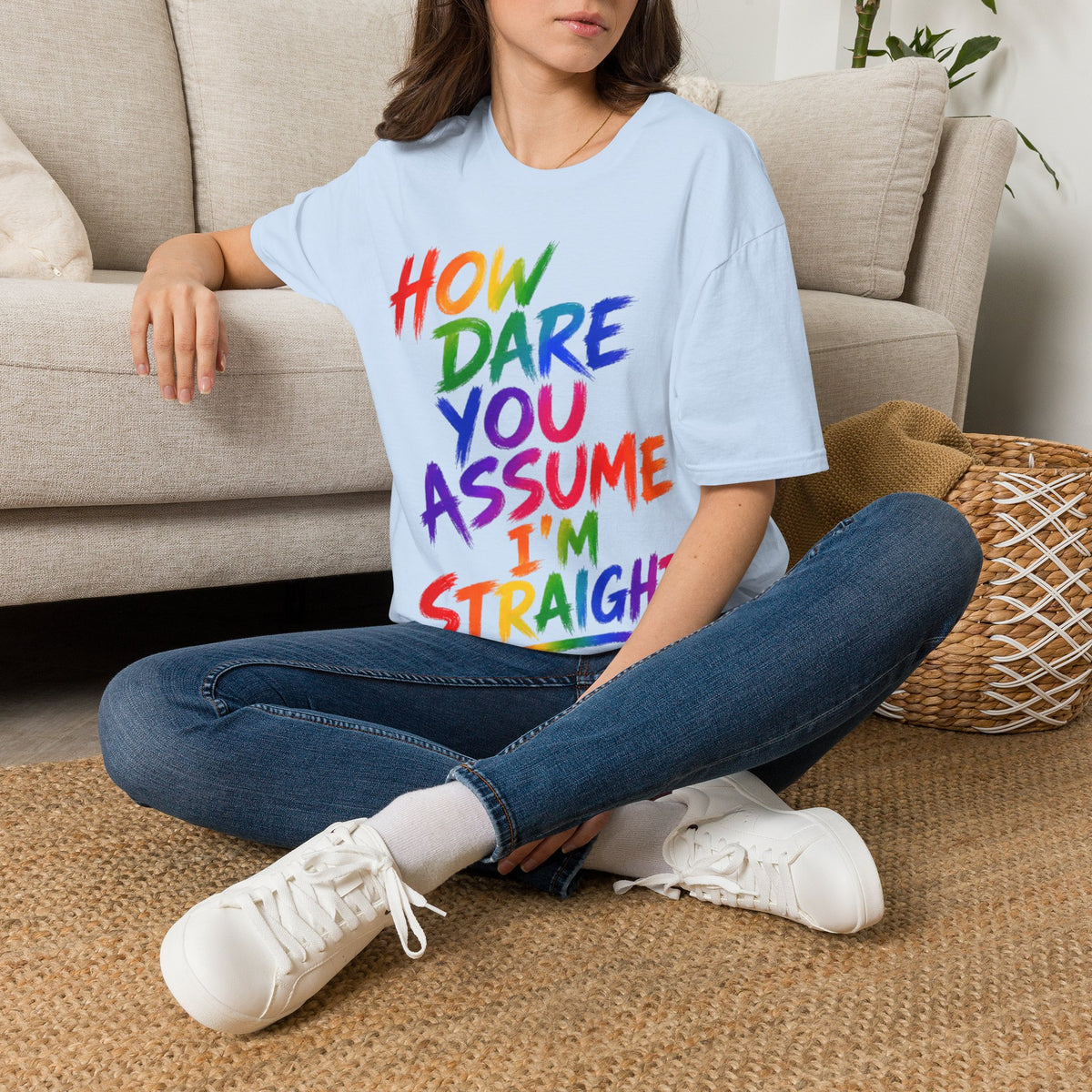 How Dare You Assume I’m Straight Adult T-Shirt — Rainbow Pride Graphic Tee