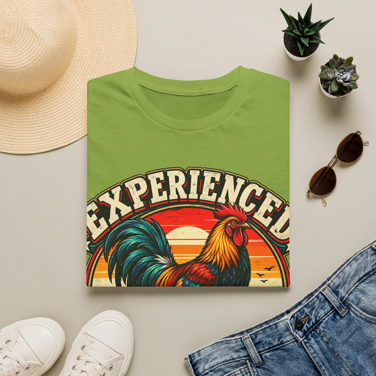 Experienced Cock Handler Adult T-Shirt — Retro Rooster Graphic Tee