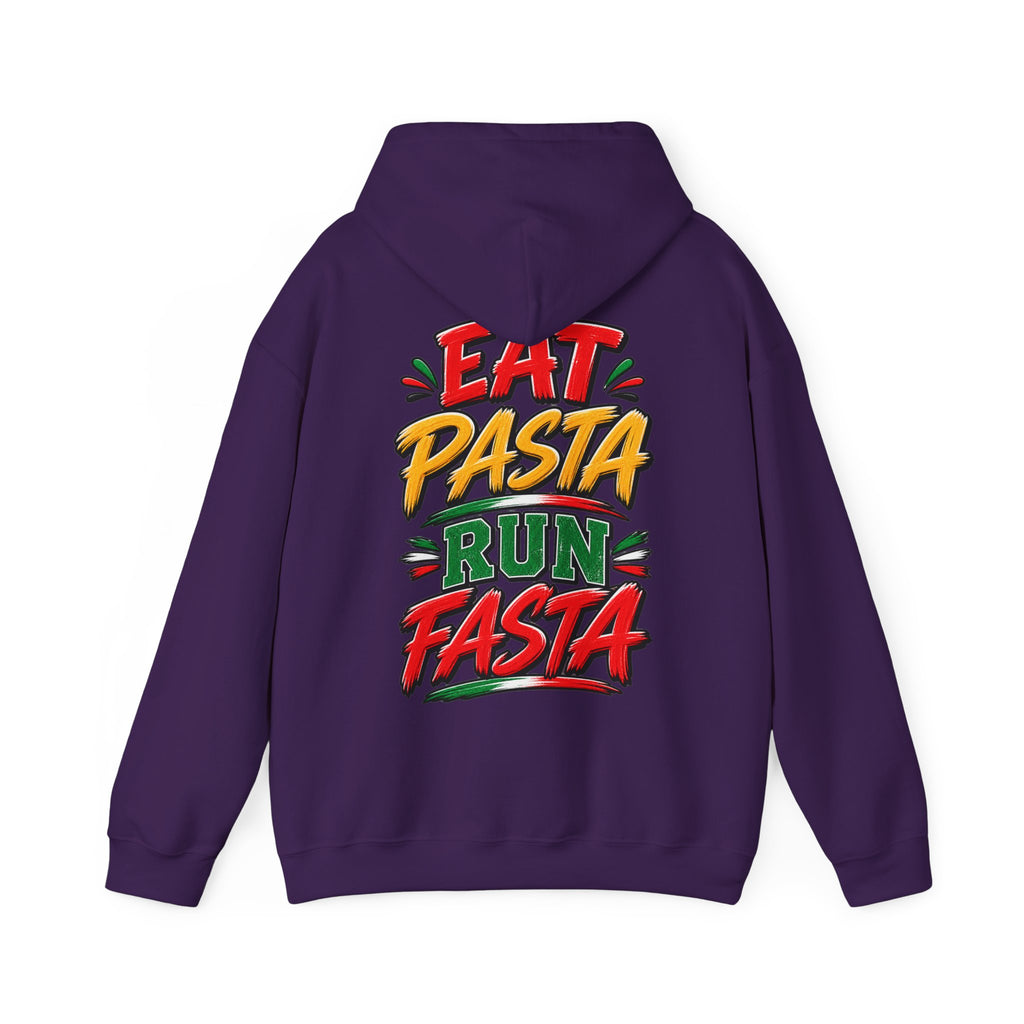 Adult Hoodie — "Eat Pasta Run Fasta" Graphic Pullover