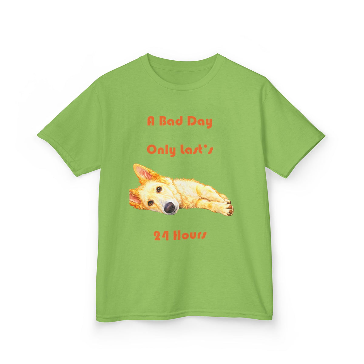 A Bad Day Only Lasts 24 Hours Kids Tee | Cute Corgi Illustration