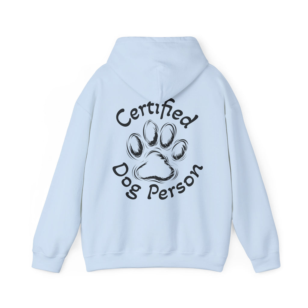 Certified Dog Person Adult Hoodie - Paw Print Graphic Dog Lover Sweatshirt