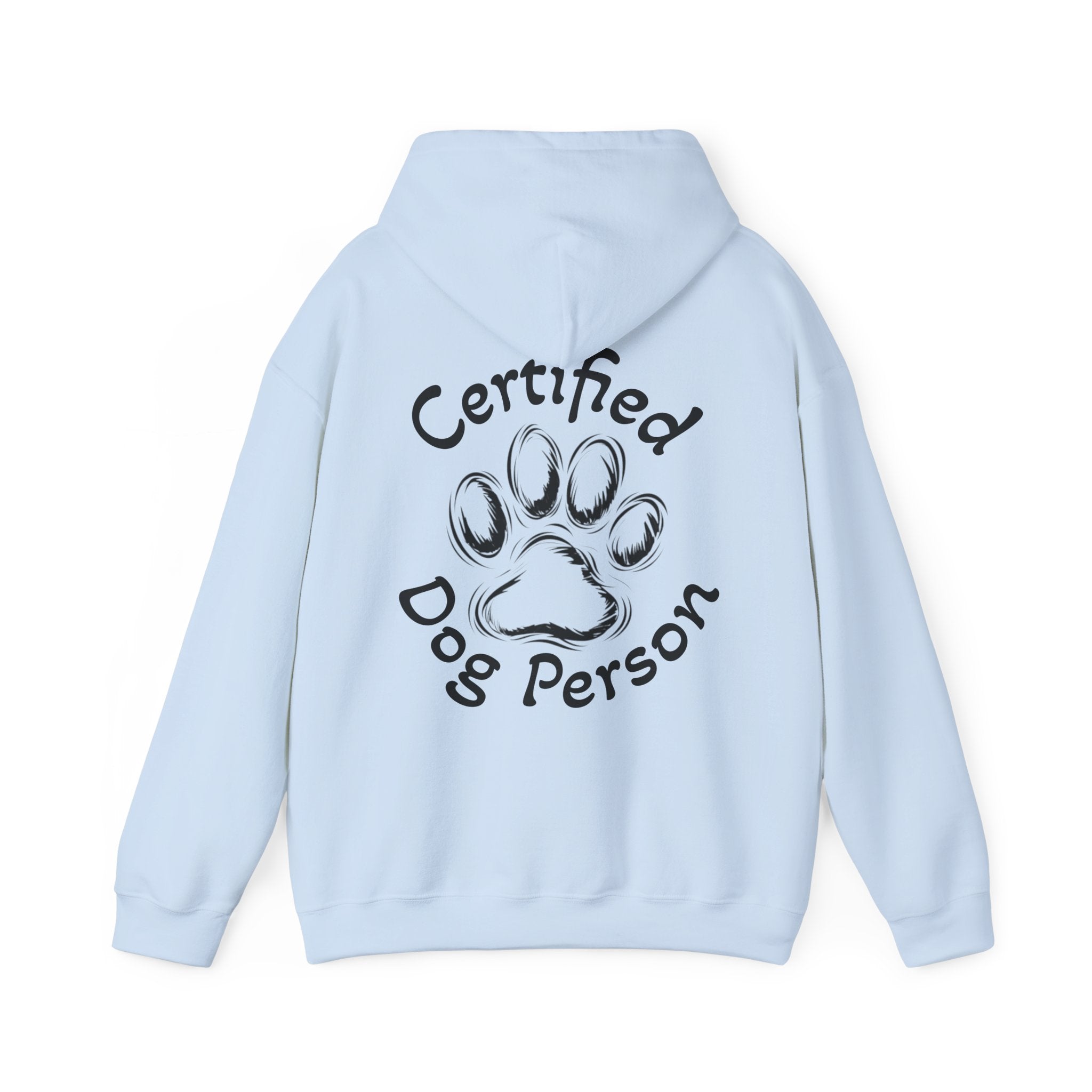 Certified Dog Person Adult Hoodie - Paw Print Graphic Dog Lover Sweatshirt