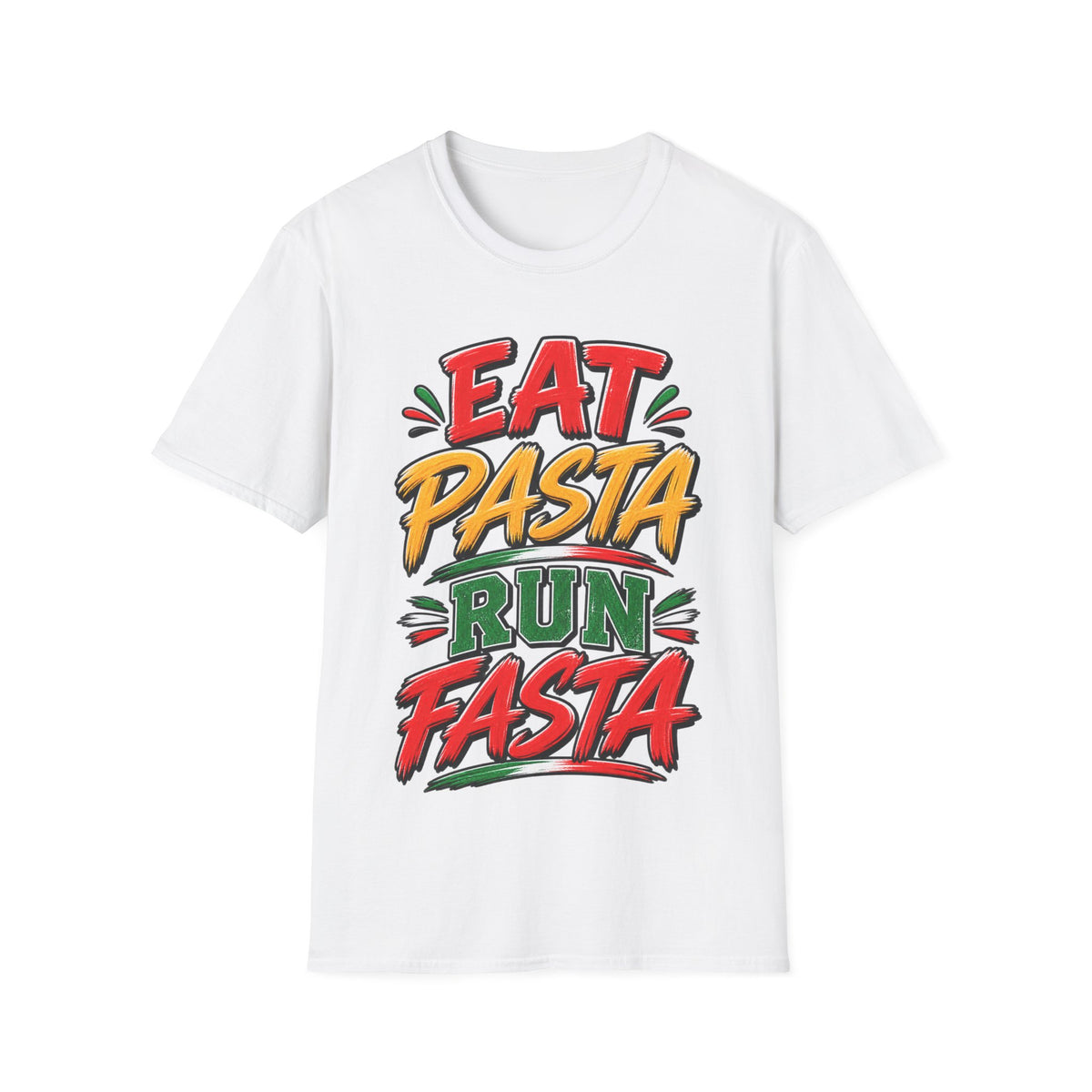 Eat Pasta Run Fasta Adult T-Shirt — Funny Italian Food & Running Graphic Tee