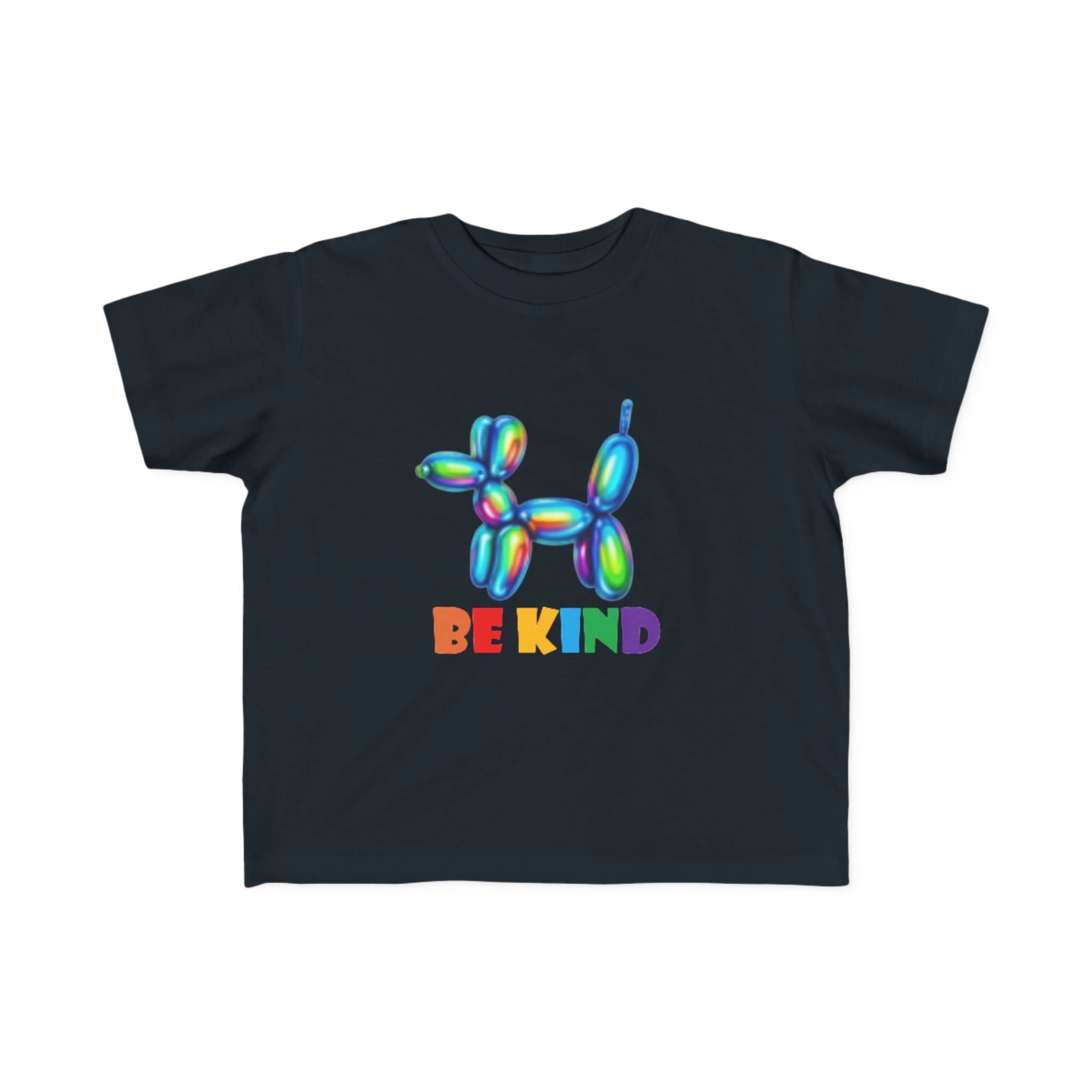 Rainbow Balloon Dog Be Kind Toddler Tee | Kids Positive Message Shirt