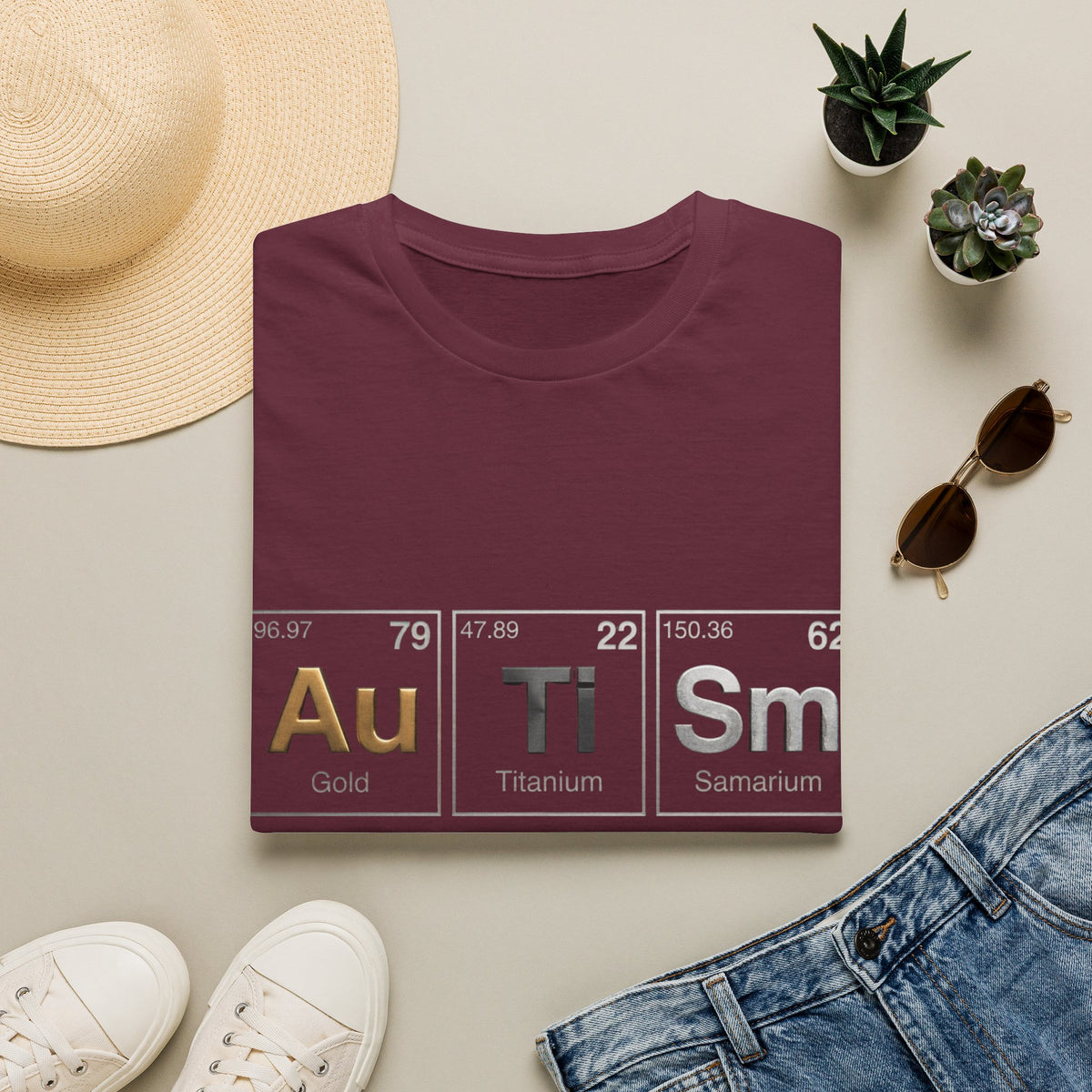 Adult T-Shirt — 'Au Ti Sm' Periodic Table Autism Awareness Tee