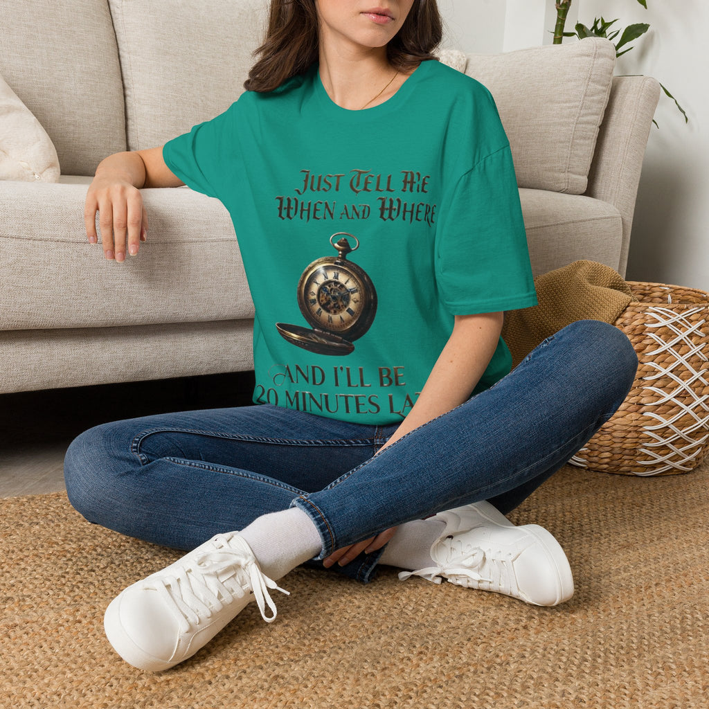 Pocket Watch Adult T-Shirt — "Just Tell Me When and Where" Vintage Timepiece Tee