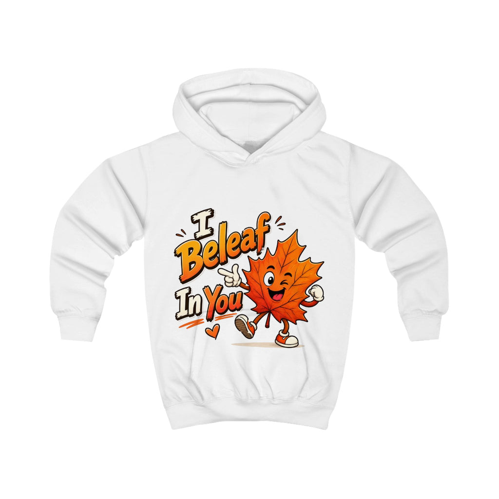 Kids Hoodie — Cute 'I Beleaf in You' Autumn Leaf Motivational Hoodie