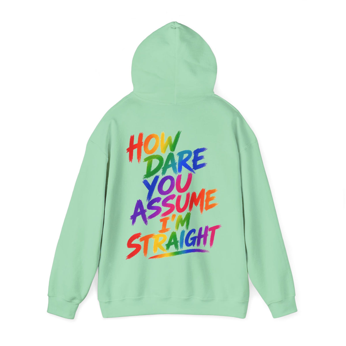 How Dare You Assume I'm Straight Adult Hoodie — Rainbow Pride Statement Sweatshirt