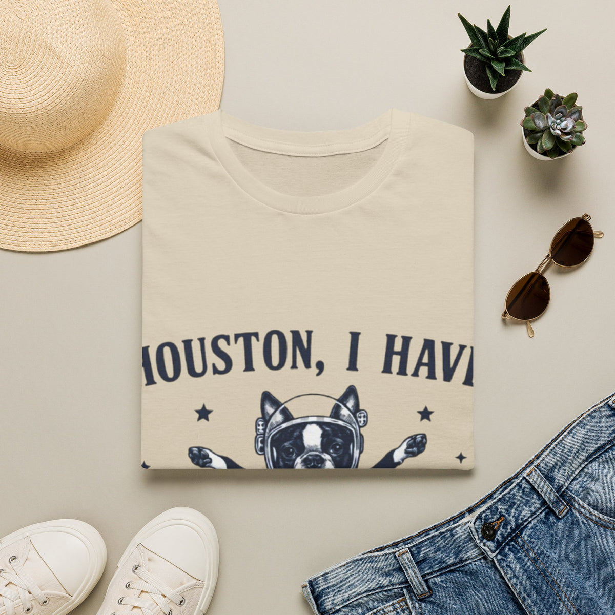 Adult T-Shirt — "Houston, I Have So Many Problems" Astronaut Dog Graphic Tee