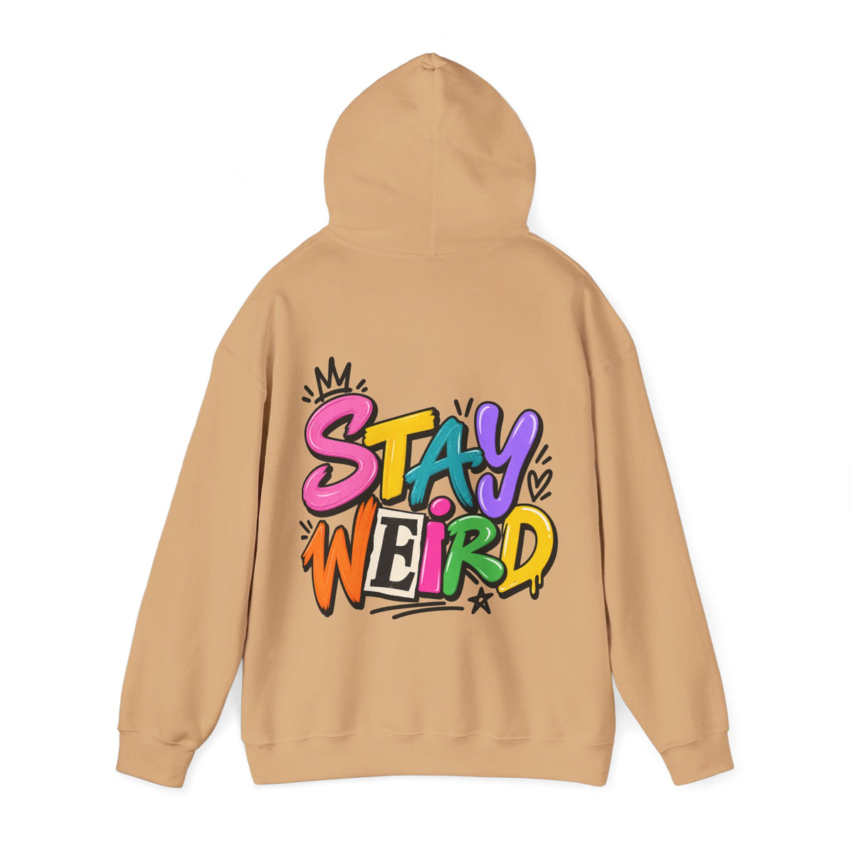 Stay Weird Adult Hoodie – Colorful Graffiti Graphic Hoodie