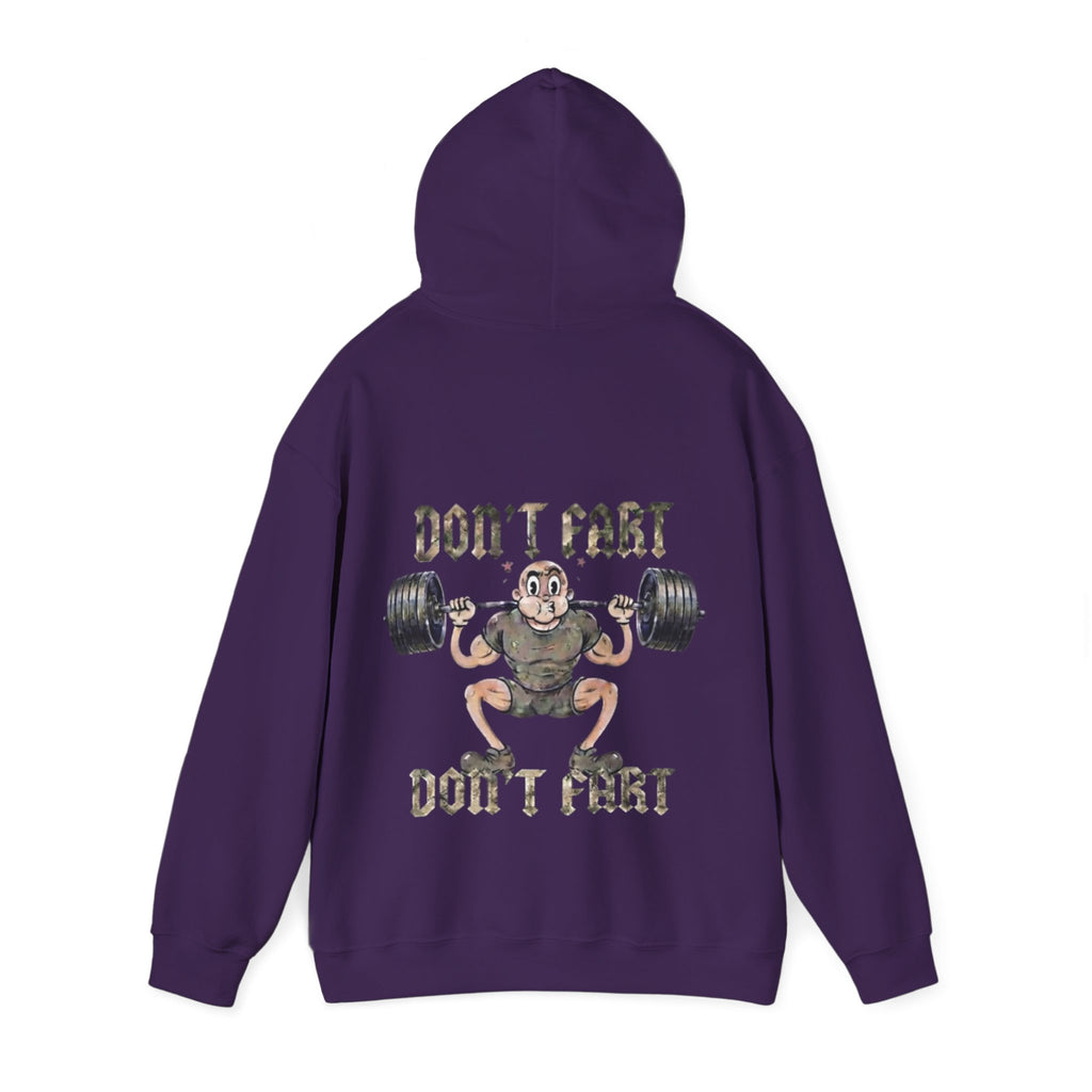 Funny Weightlifting Adult Hoodie — "Don't Fart" Gym Sweatshirt