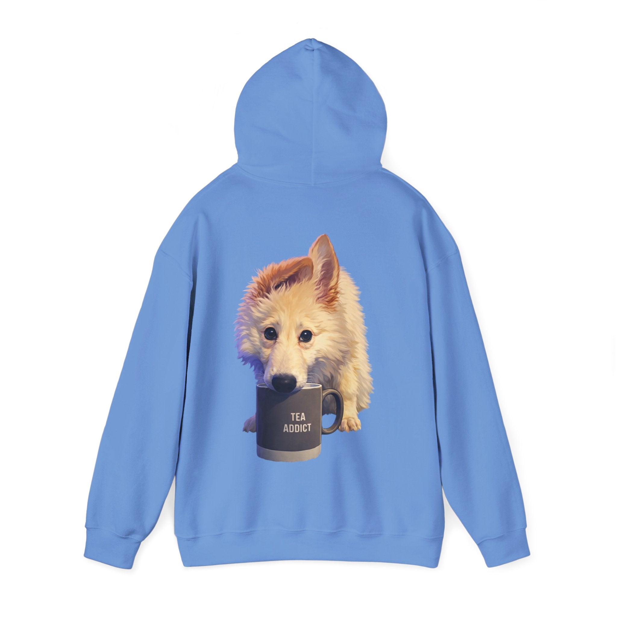Cute Fluffy Dog With Tea Mug Adult Hoodie | Dog Illustration Sweatshirt