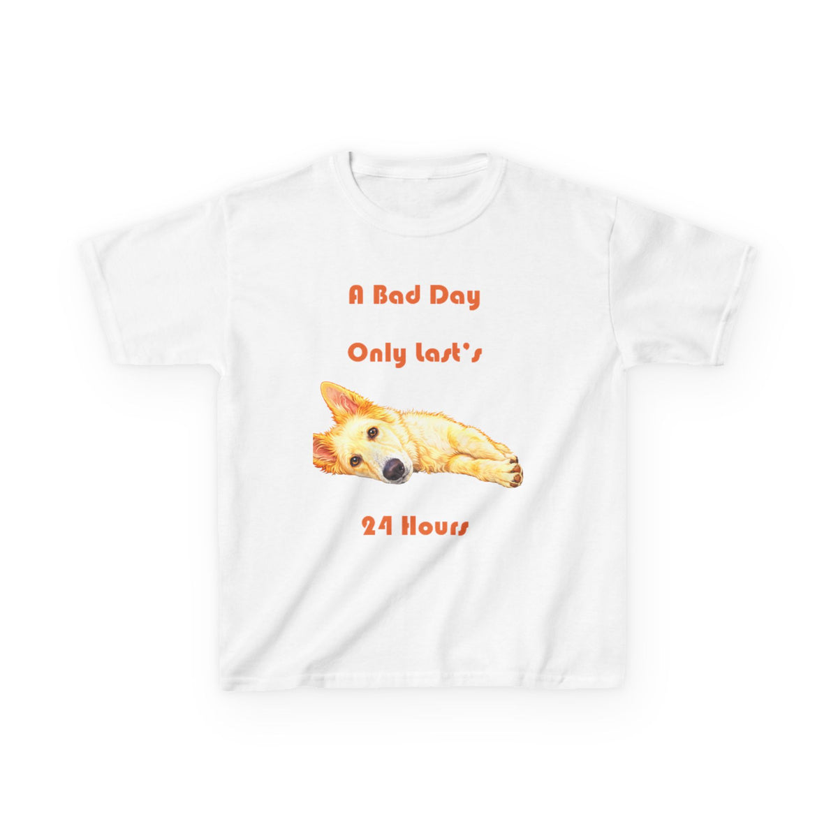 A Bad Day Only Lasts 24 Hours Kids Tee | Cute Corgi Illustration