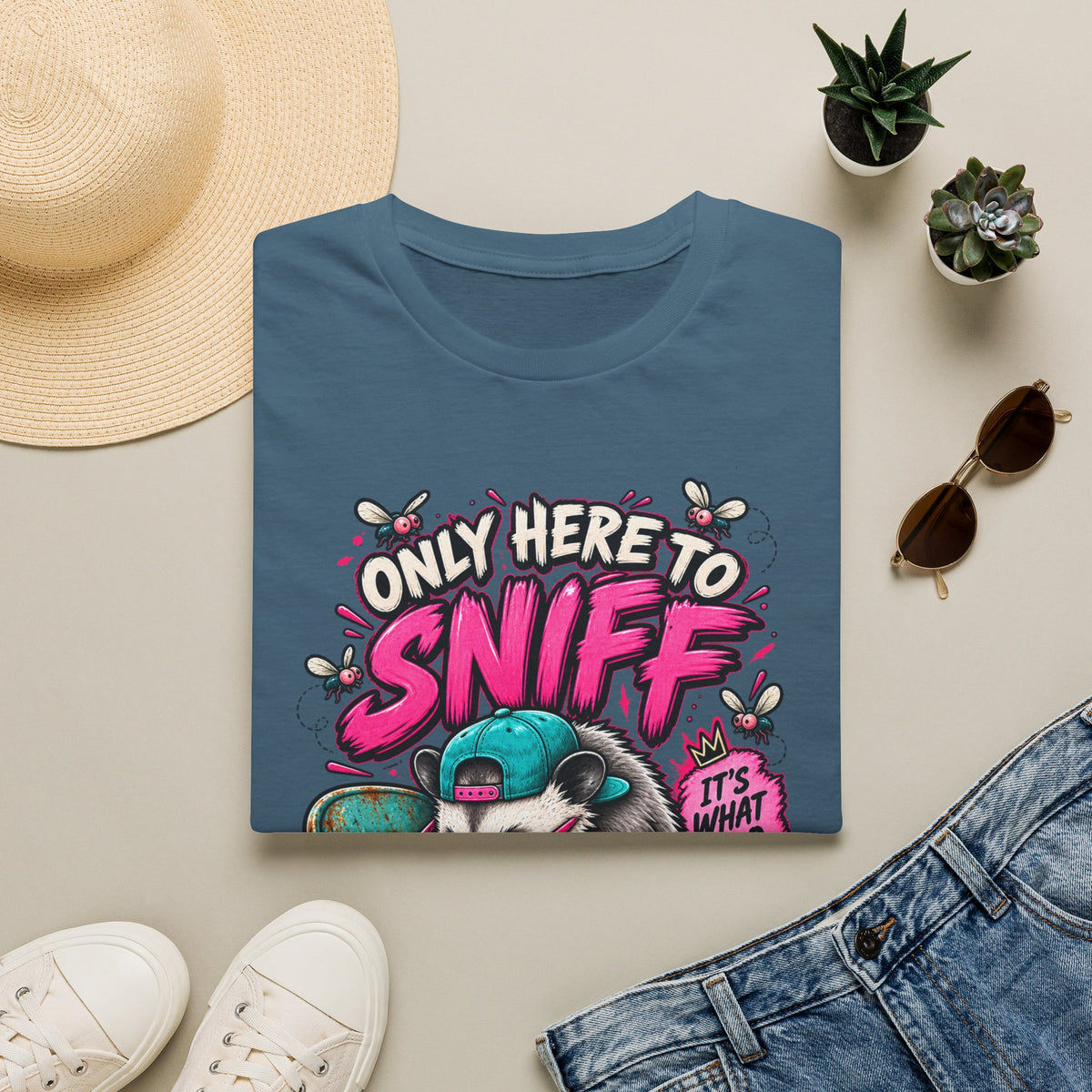 Adult T-Shirt — "Only Here to Sniff Chairs" Cute Ferret Graphic Tee