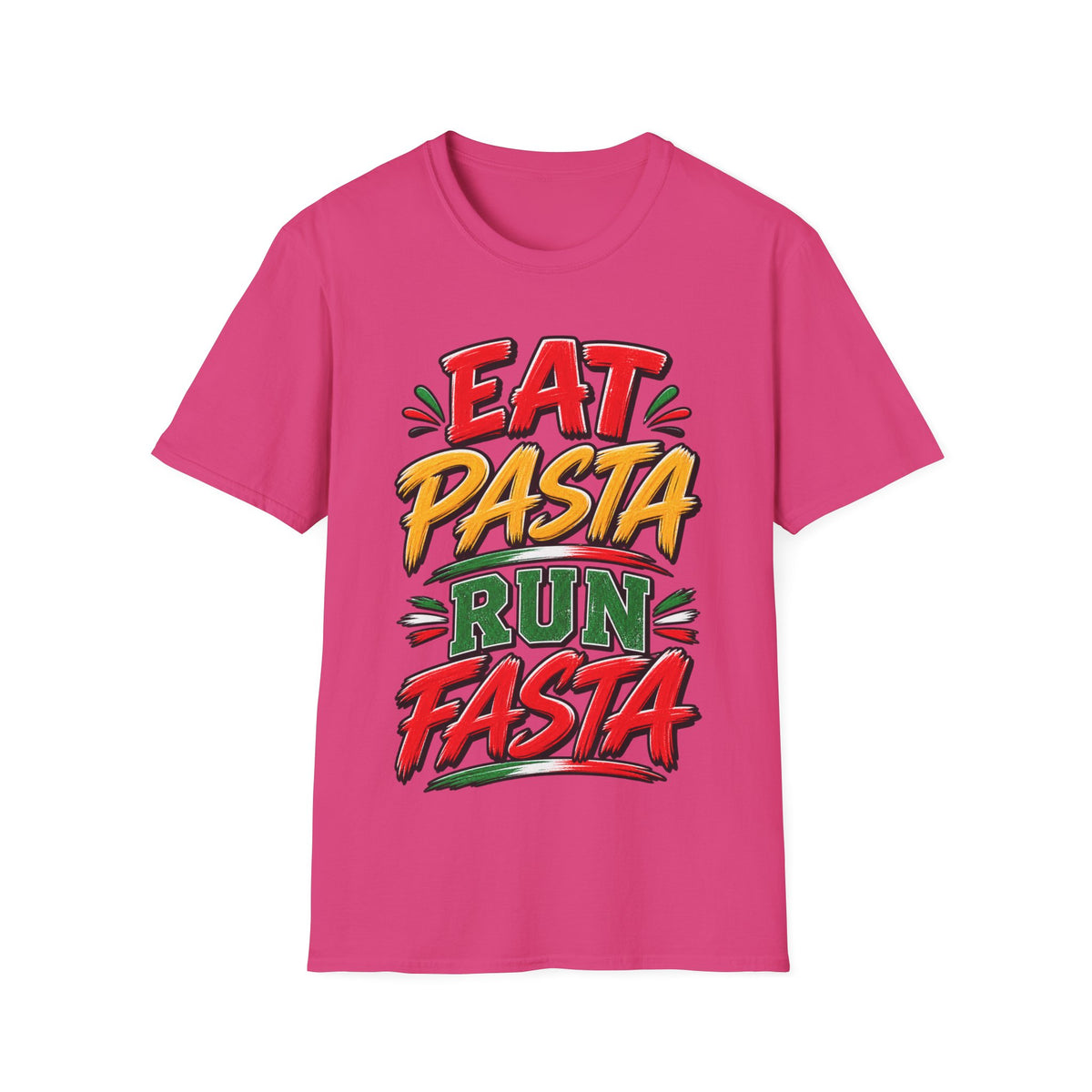 Eat Pasta Run Fasta Adult T-Shirt — Funny Italian Food & Running Graphic Tee