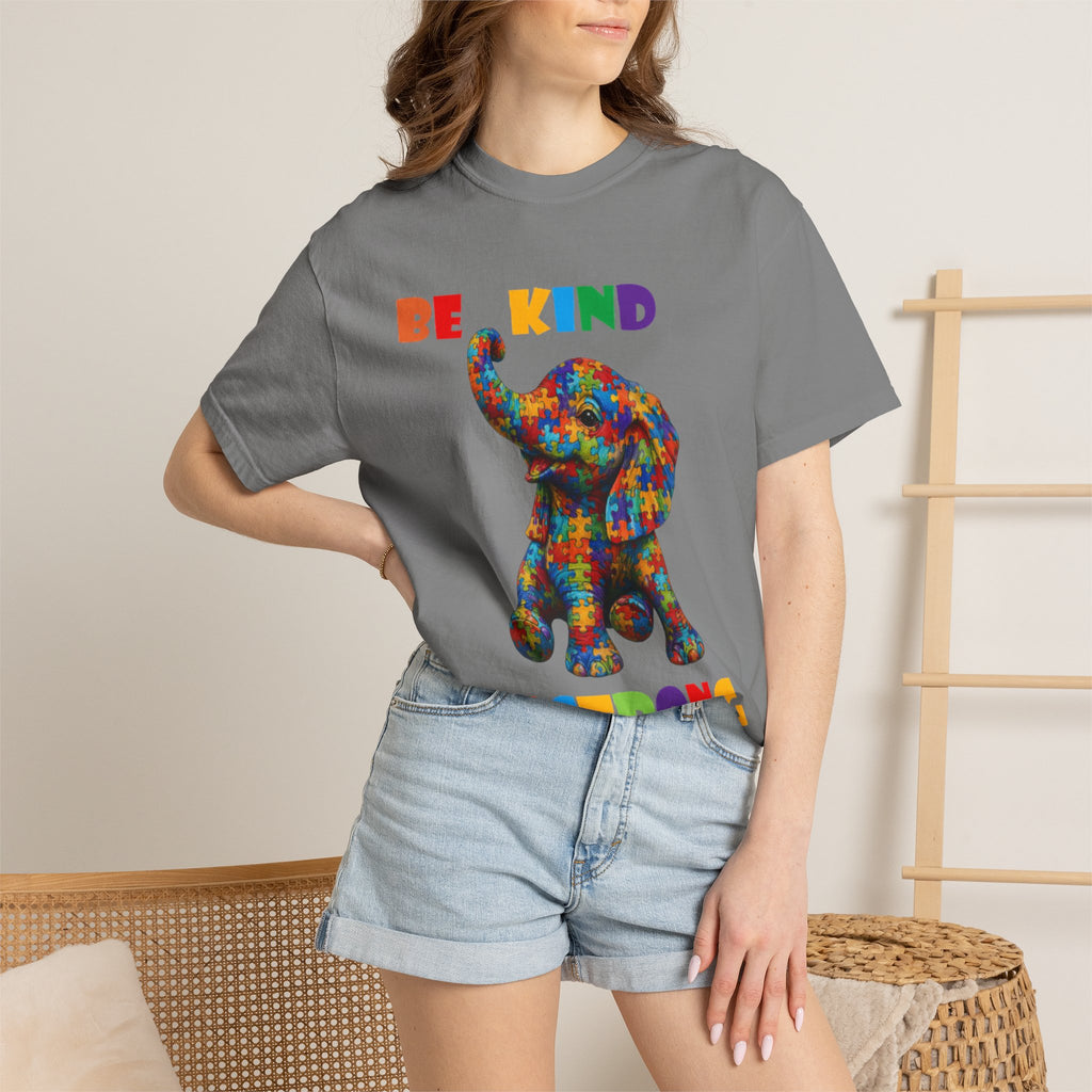 Be Kind Be Strong Elephant T-shirt | Colorful Puzzle Pattern Adult T-Shirt