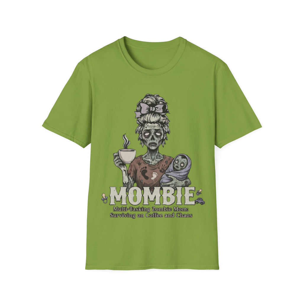 Mombie Adult T-Shirt – Funny Zombie Coffee Tee for Halloween & Horror Fans