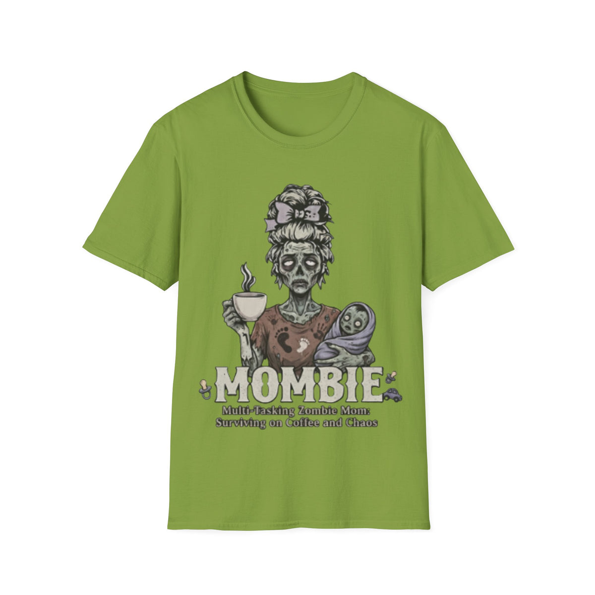 Mombie Adult T-Shirt – Funny Zombie Coffee Tee for Halloween & Horror Fans