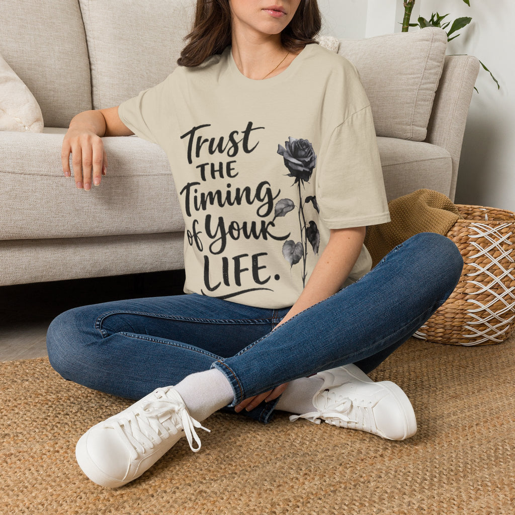Trust the Timing of Your Life Adult T-Shirt – Inspirational Floral Tee