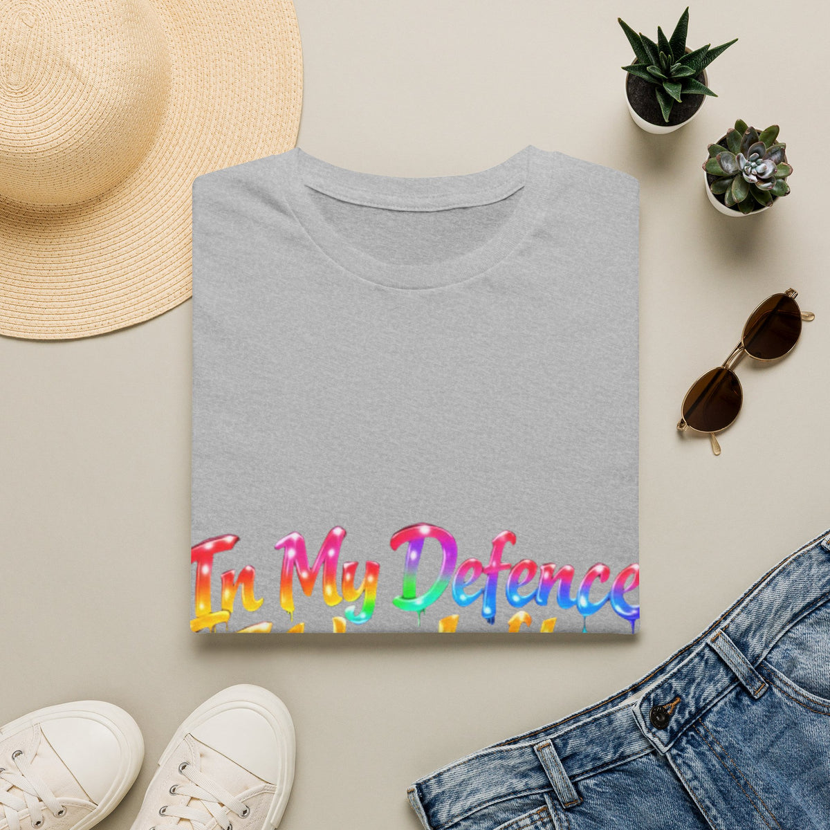 In My Defense I Was Left Unsupervised Adult T-Shirt – Funny Rainbow Casual Tee for Women & Men