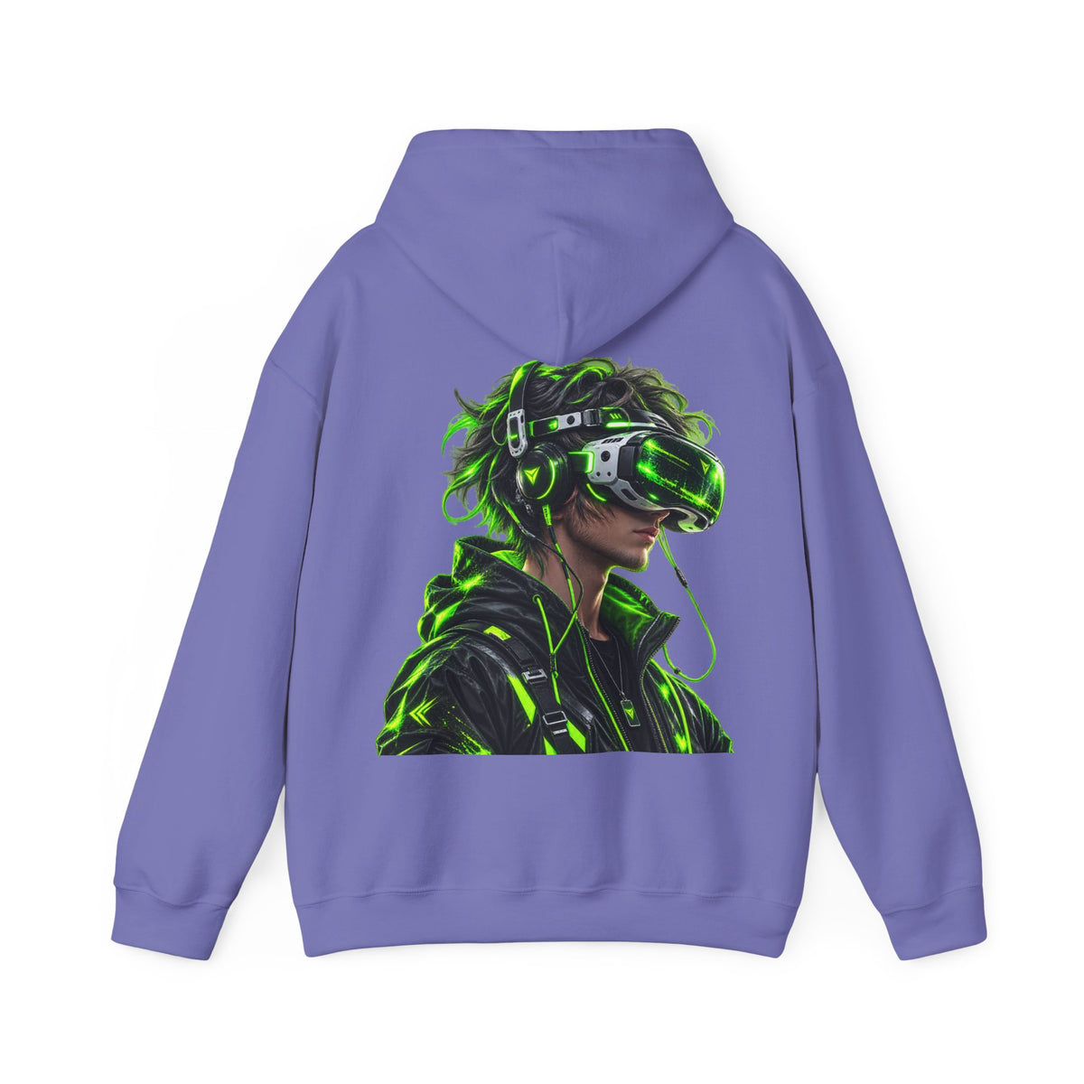 VR Gamer  Adult Hoodie — Neon Cyberpunk Virtual Reality Gamer Graphic Sweatshirt