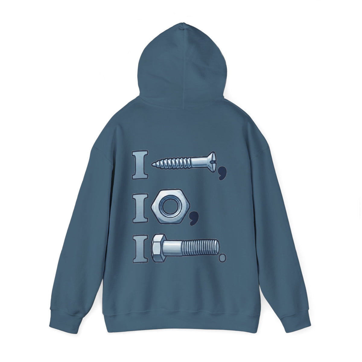 Screw, Nut, Bolt Adult Hoodie — Mechanical Pun Graphic Hooded Sweatshirt