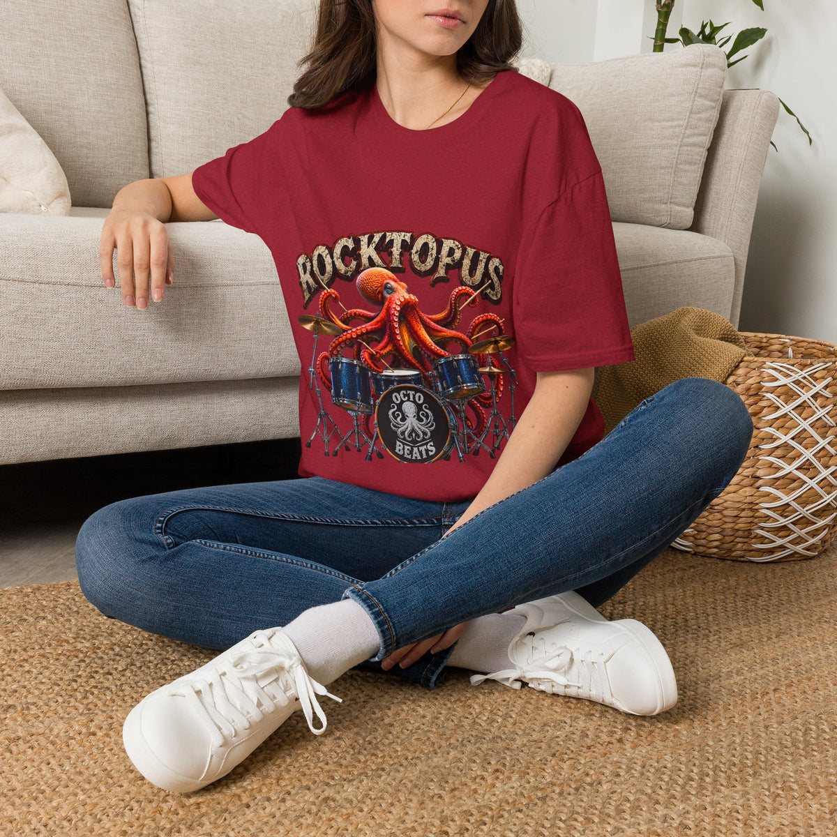 Rocktopus Drummer Adult T-Shirt — Octopus Band Vintage Rock Tee