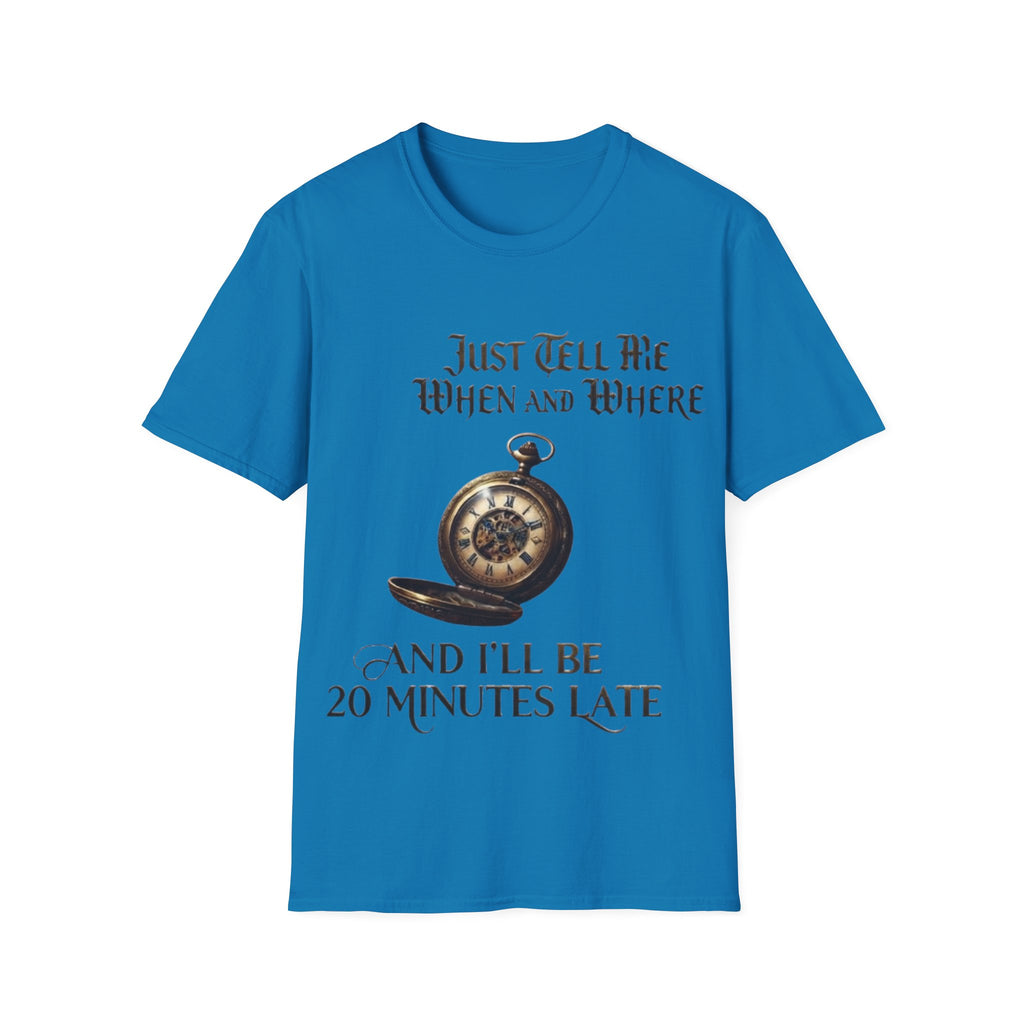 Pocket Watch Adult T-Shirt — "Just Tell Me When and Where" Vintage Timepiece Tee