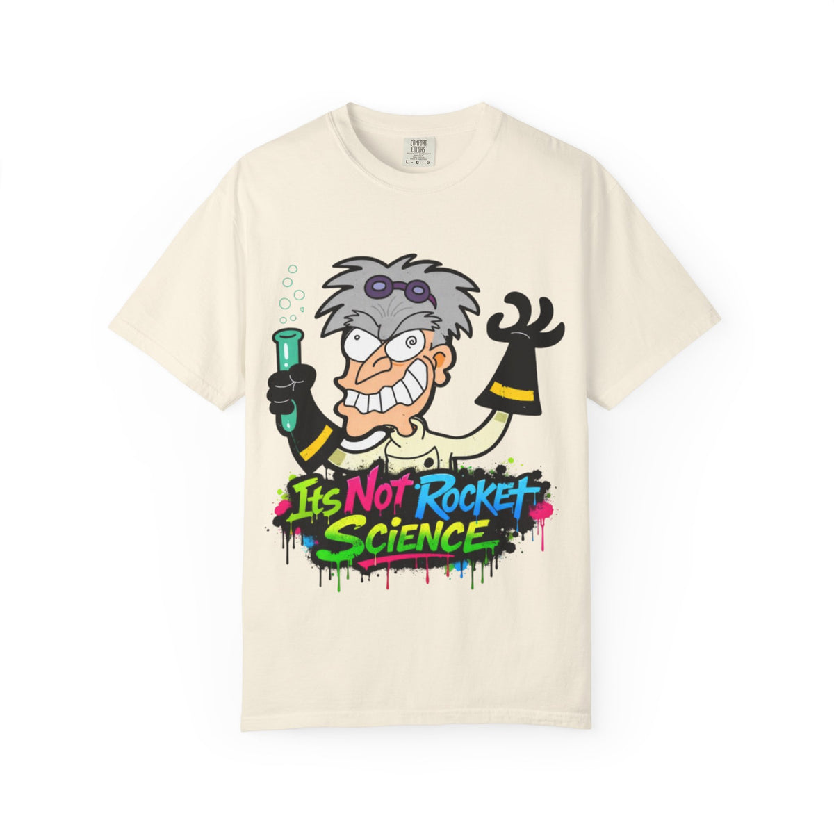 Science Cartoon  Adult T-Shirt — "It's Not Rocket Science" Lab Mad Scientist Tee