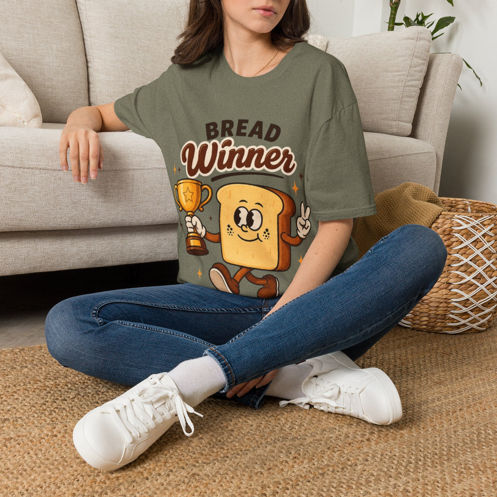 Bread Winner Adult T‑Shirt — Funny Toast Cartoon Tee for Bakers & Breakfast Lovers