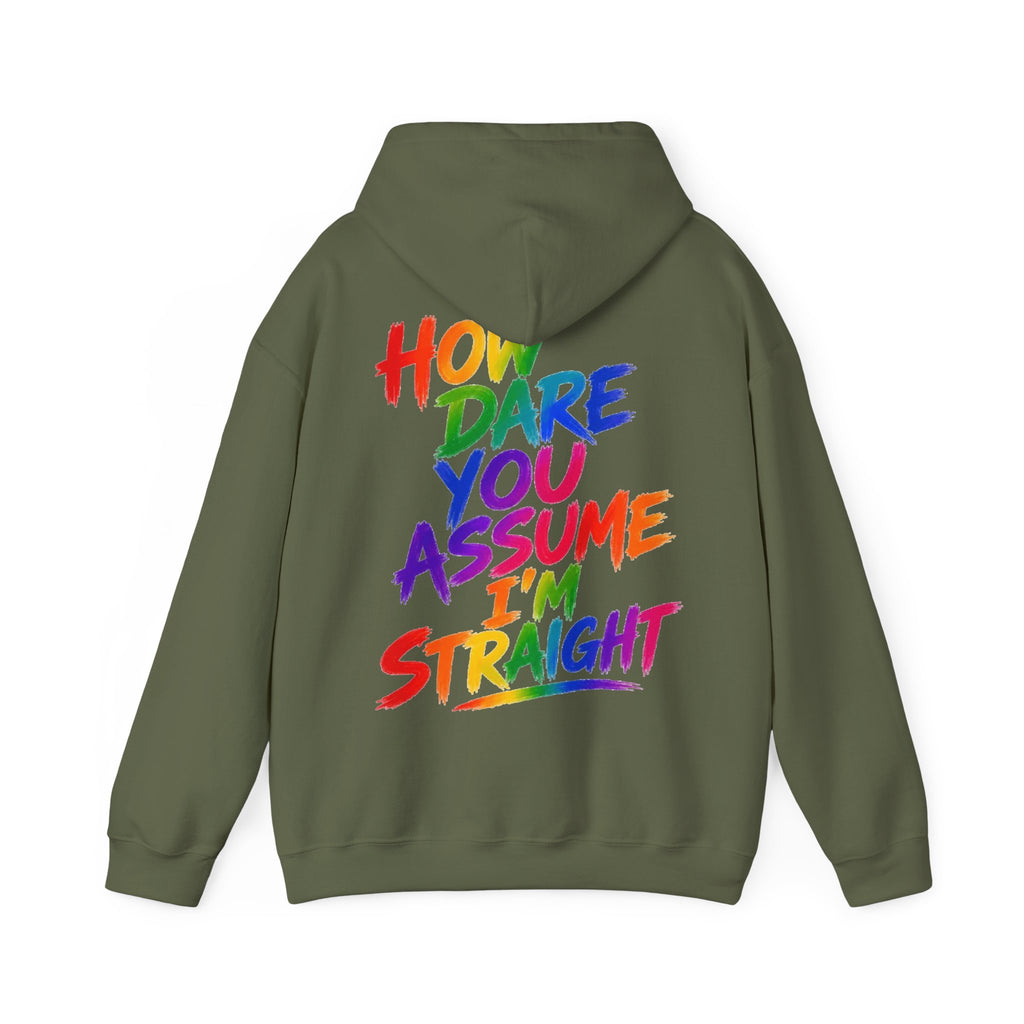 How Dare You Assume I'm Straight Adult Hoodie — Rainbow Pride Statement Sweatshirt